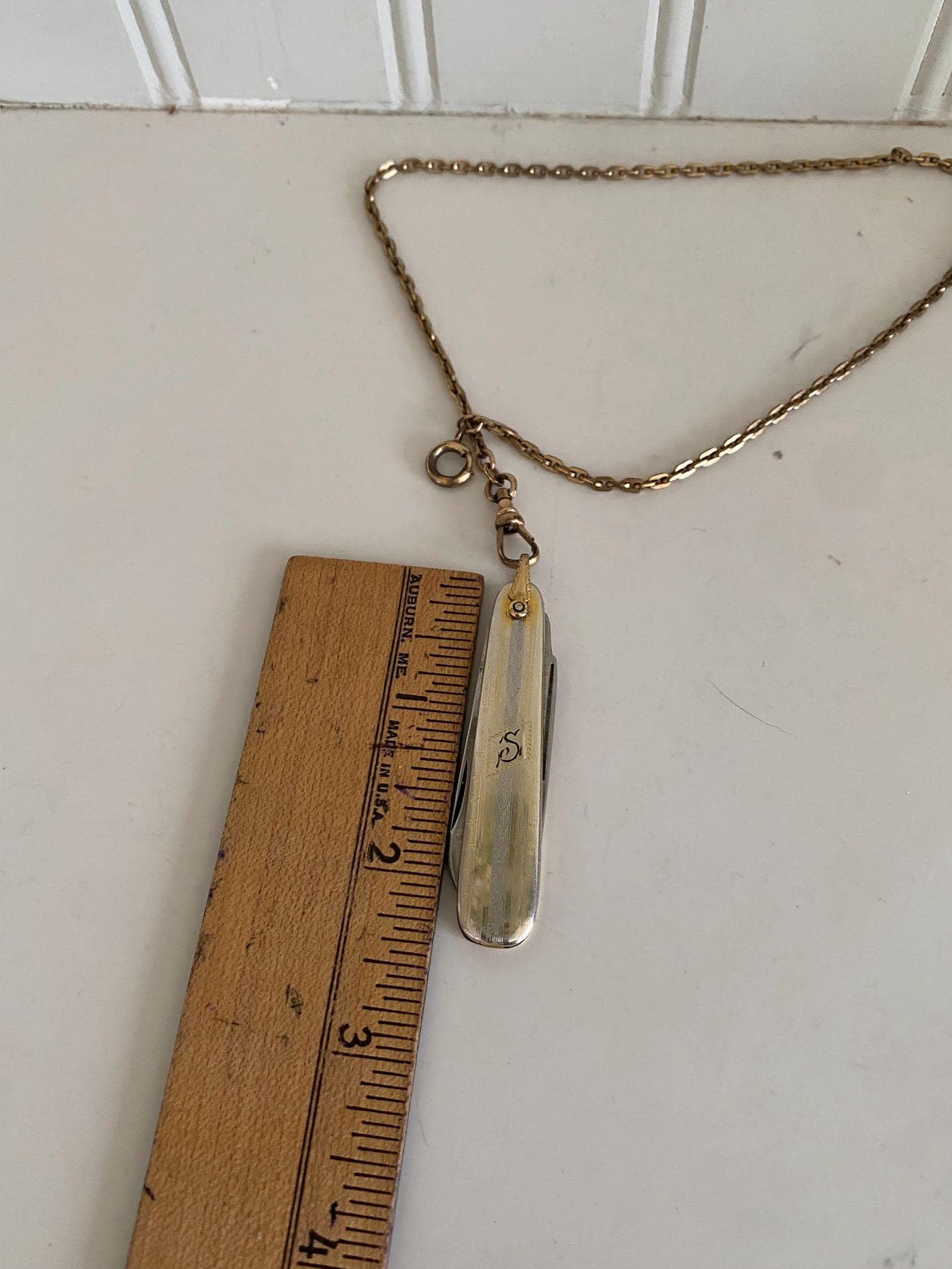 Vintage Watch Chain and Pocket Knife-Engraved with an "S" - image 3