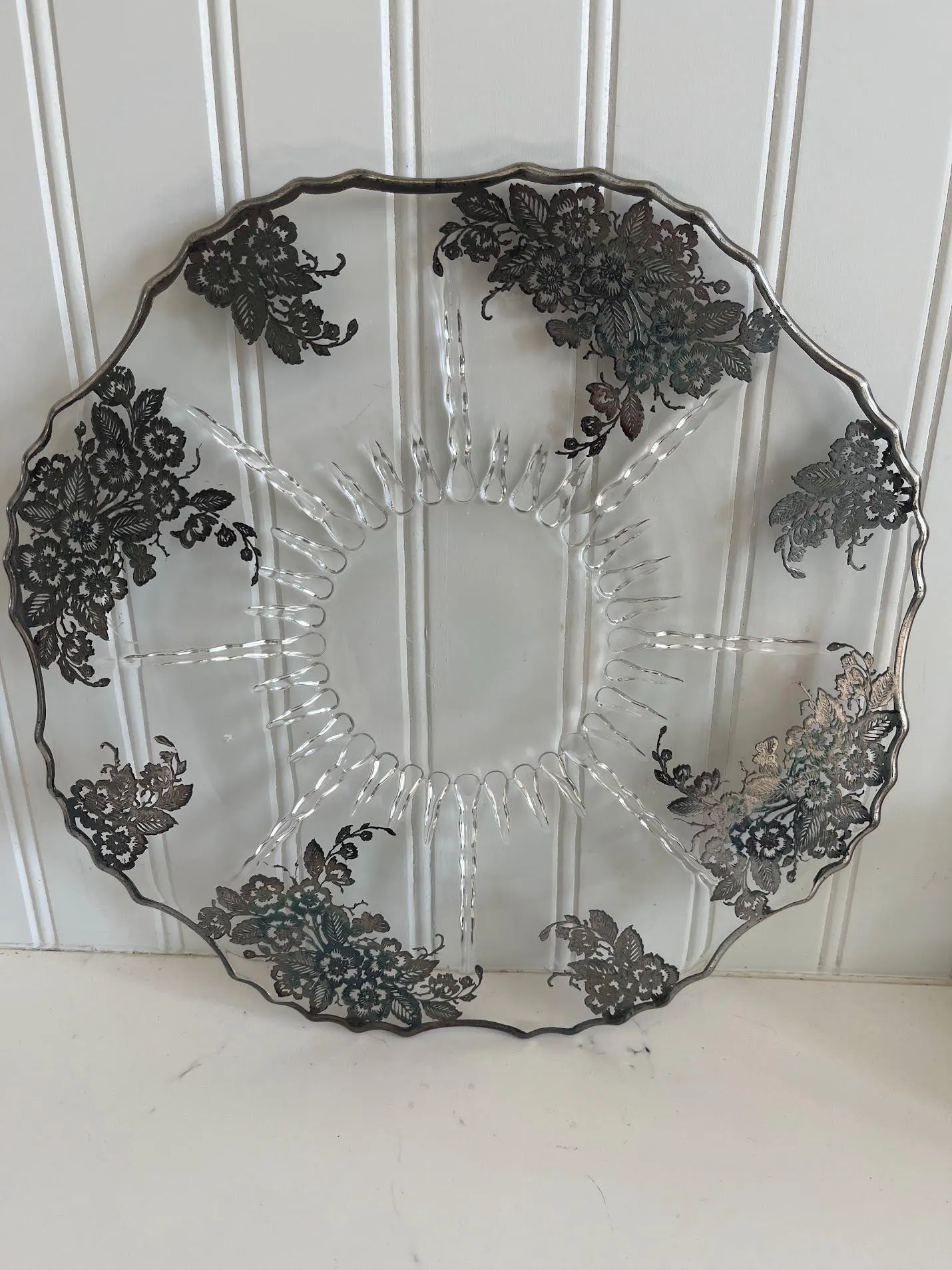 Vintage Plate-with filigreed flowers