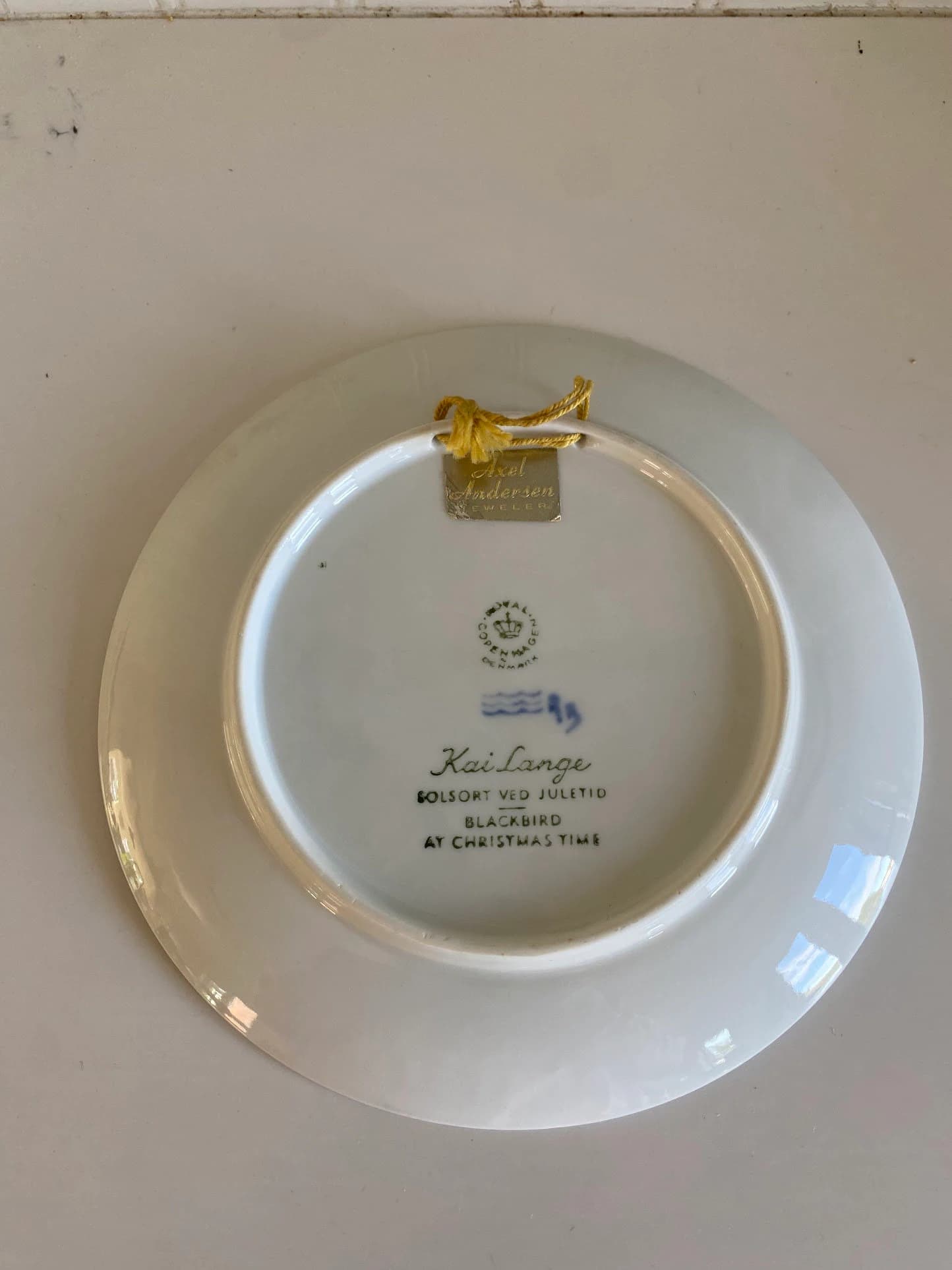 1966 Royal Copenhagen Christmas plate, “Blackbird at Christmas Time,” blue and white Danish porcelain, Christmas décor - image 2