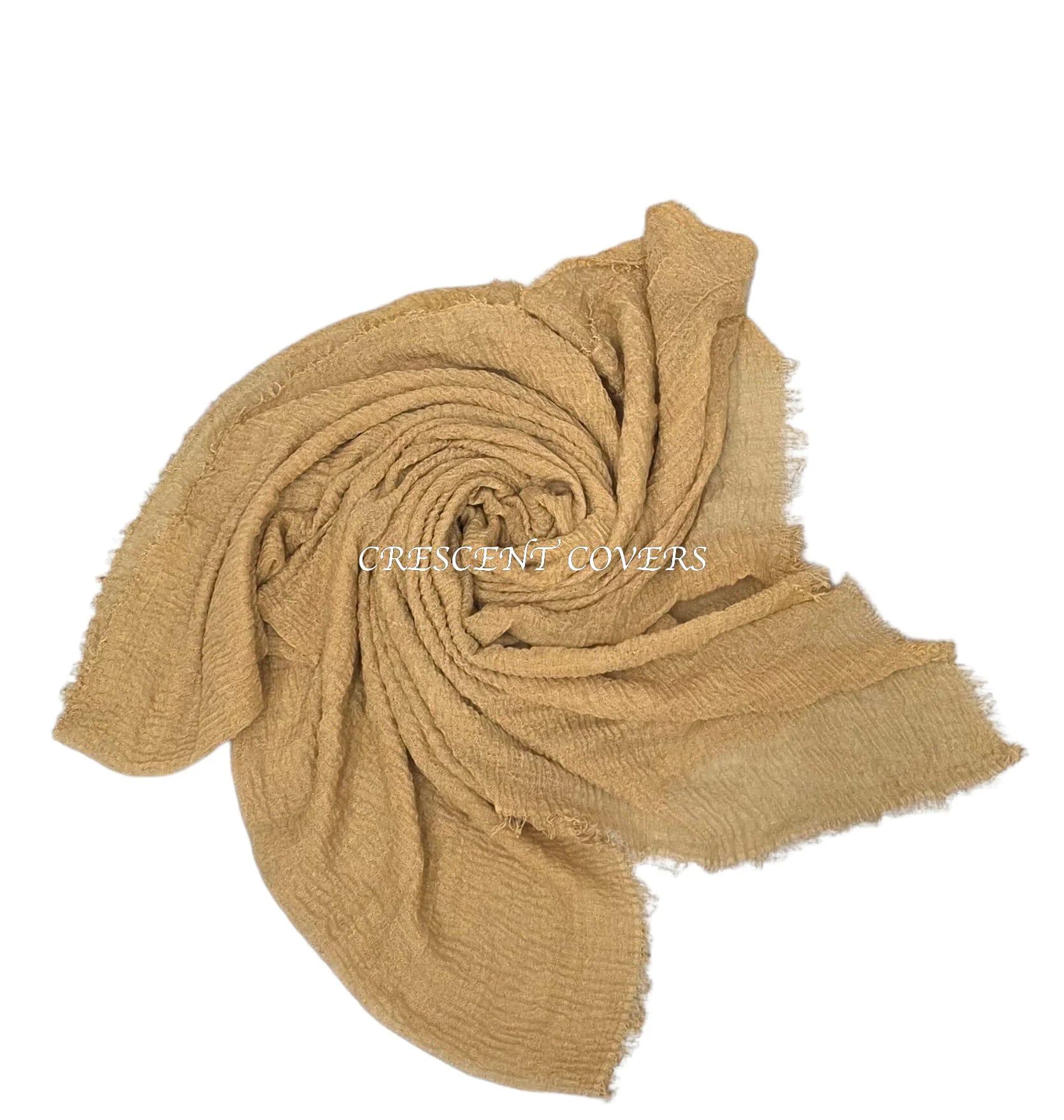 Boho Crimp Textured Viscose Blend Scarf with Frayed Edges Lightweight  80cm x 175cm