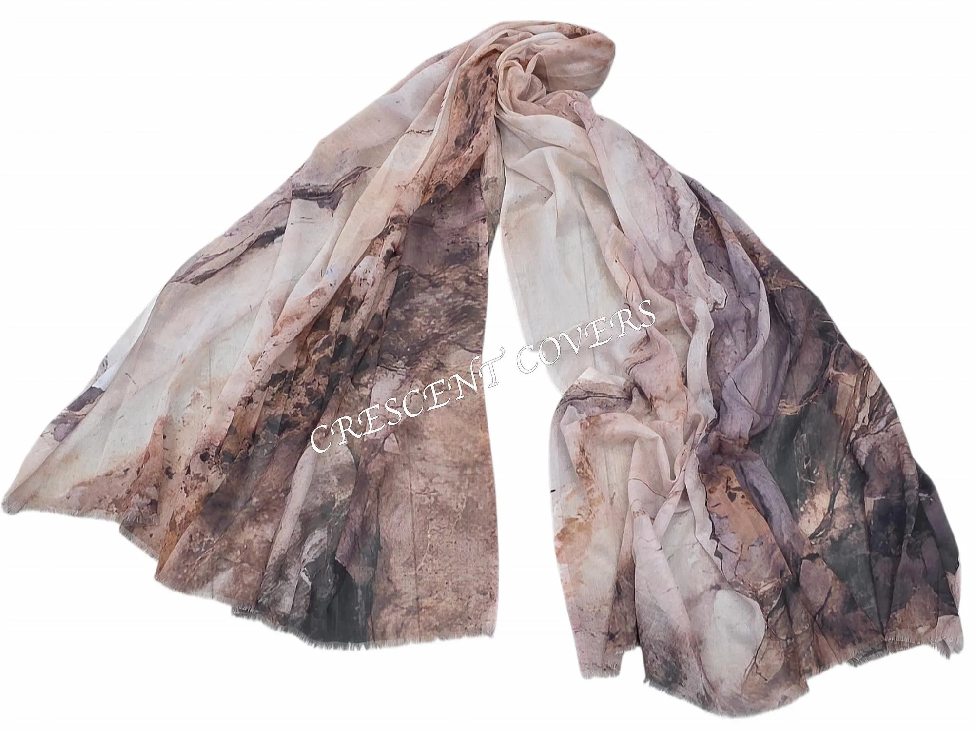 Modal Water Print Scarf: Artistic Nature Design, 90x180cm Wrap - image 4