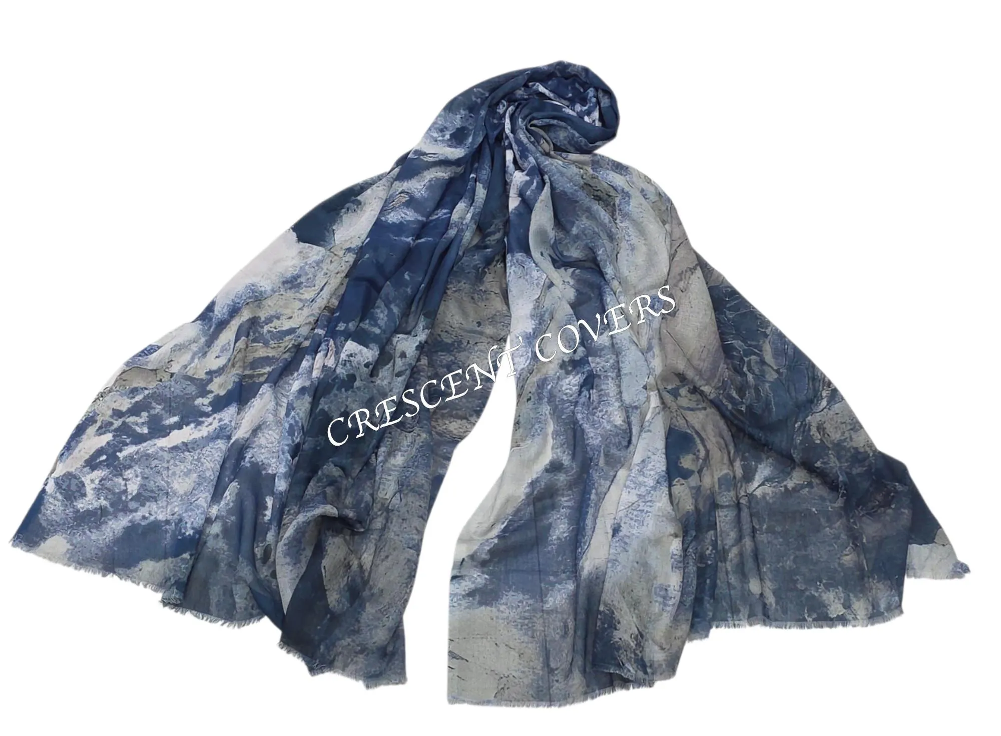 Modal Water Print Scarf: Artistic Nature Design, 90x180cm Wrap - image 5