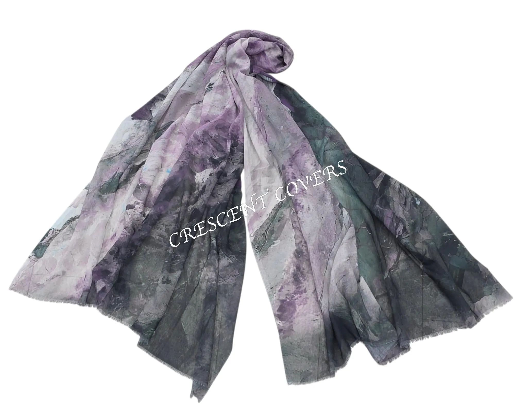 Modal Water Print Scarf: Artistic Nature Design, 90x180cm Wrap - image 3