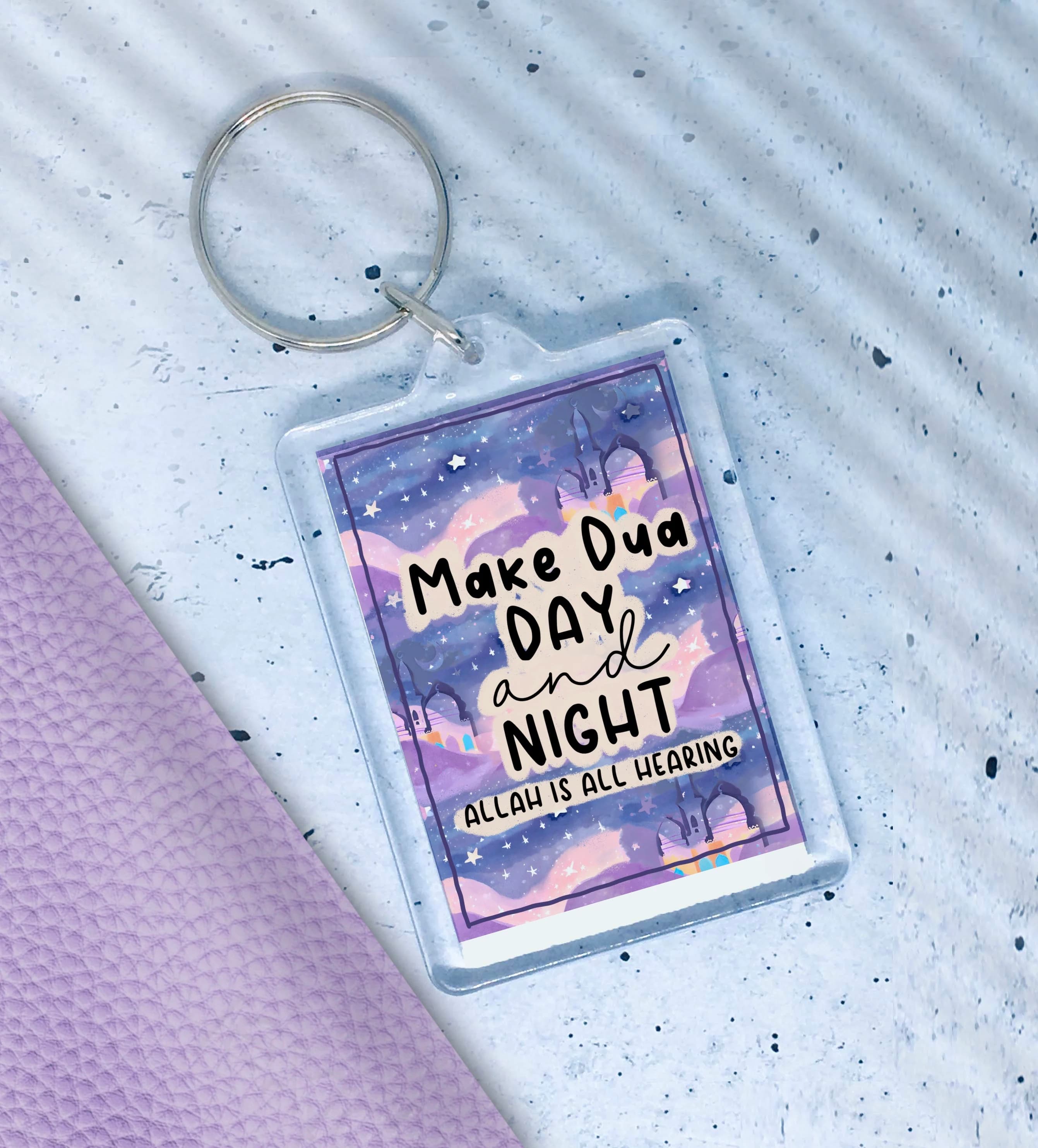 Islamic cute keychain, Make Dua Keyring, Just Dua it, Muslim gift, Acrylic photo Keyring, Allah gift, Quran quote illustration, Muslim kids
