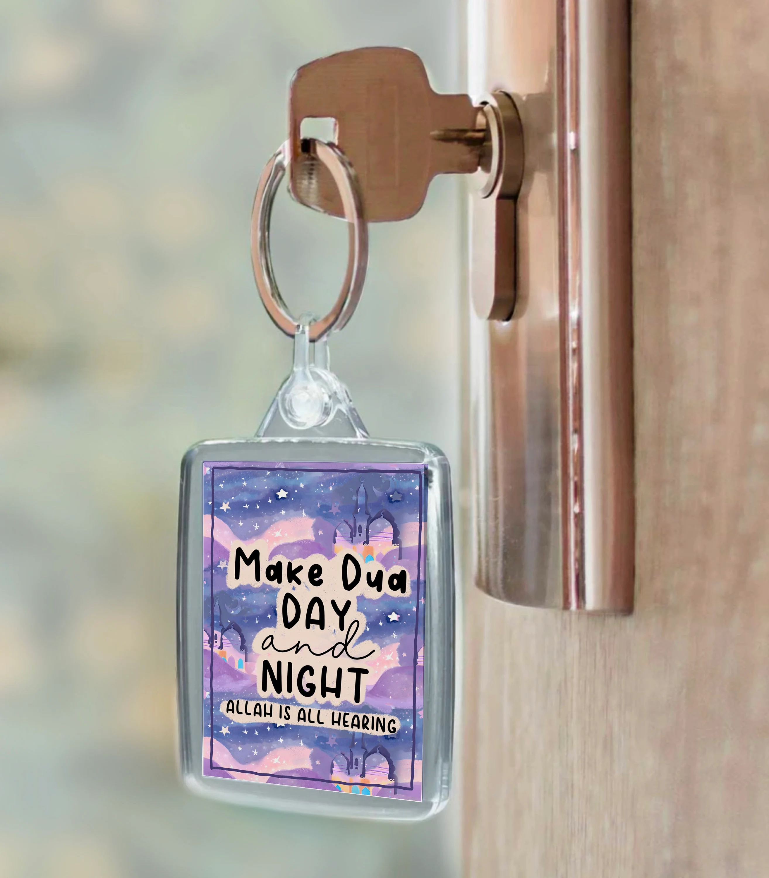 Islamic cute keychain, Make Dua Keyring, Just Dua it, Muslim gift, Acrylic photo Keyring, Allah gift, Quran quote illustration, Muslim kids - image 2