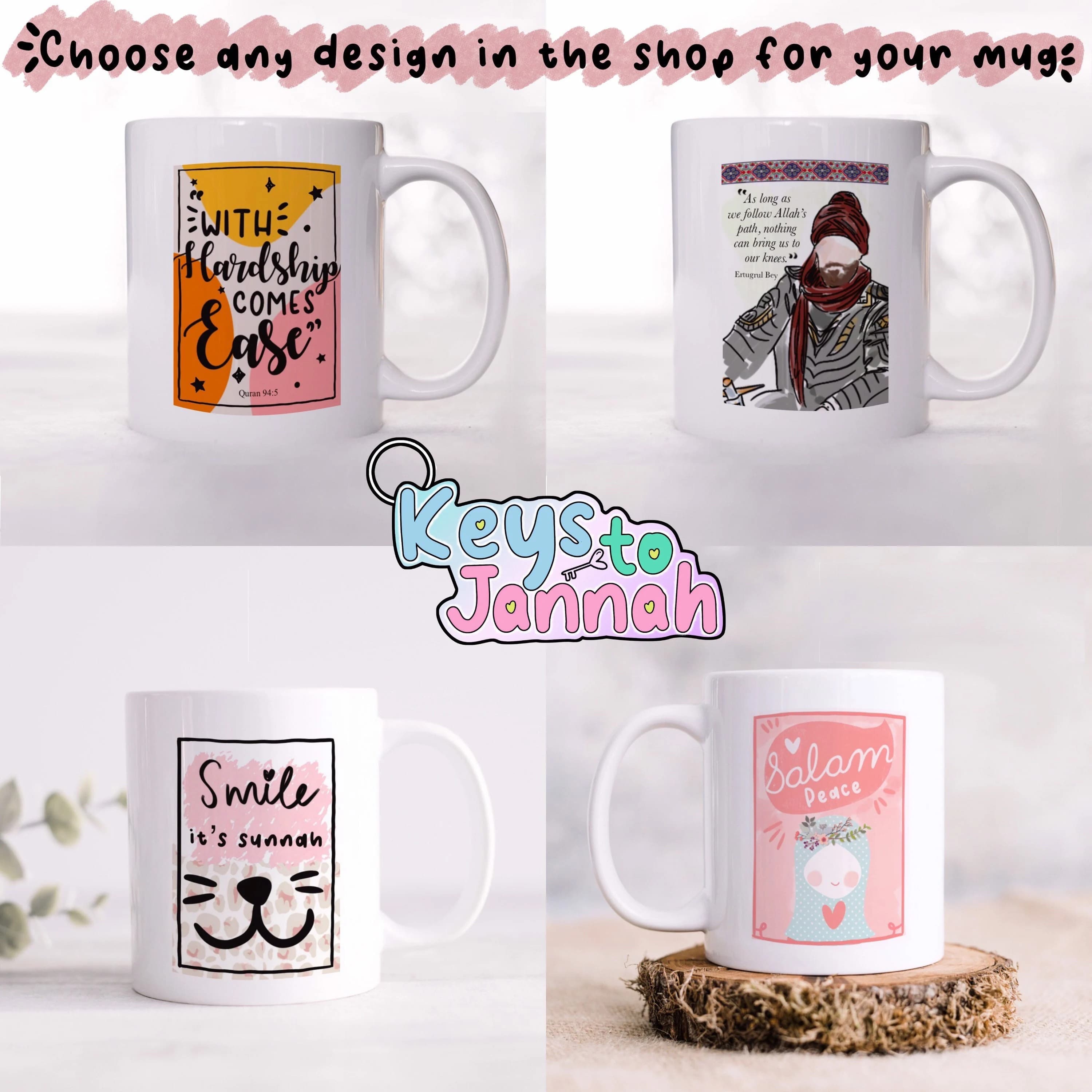 Hand-Painted Islamic Coffee Mug: Quran Quote Art, Muslim Gift