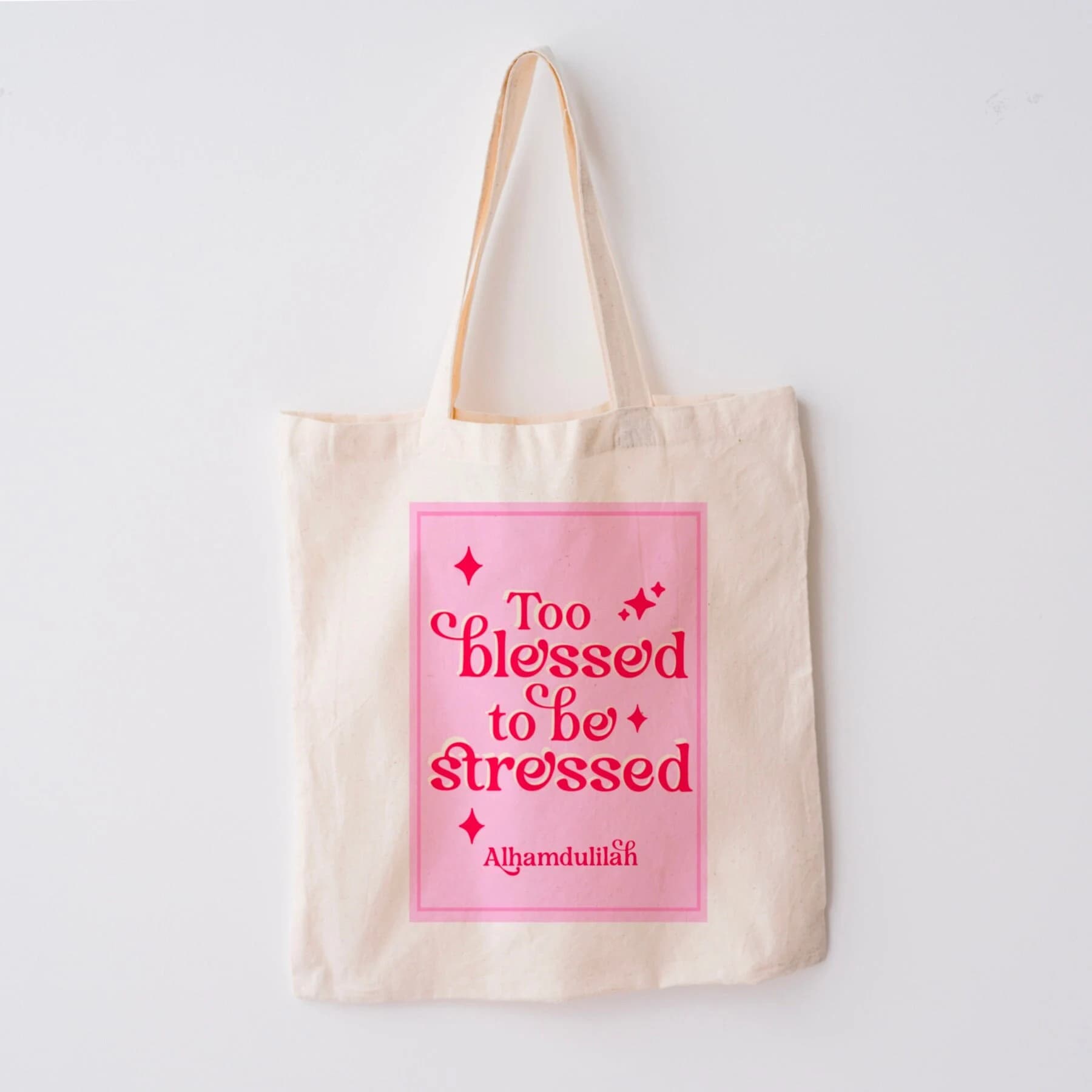 Blessed Stressed Cotton Tote Bag: Islamic Art, Muslim Gift