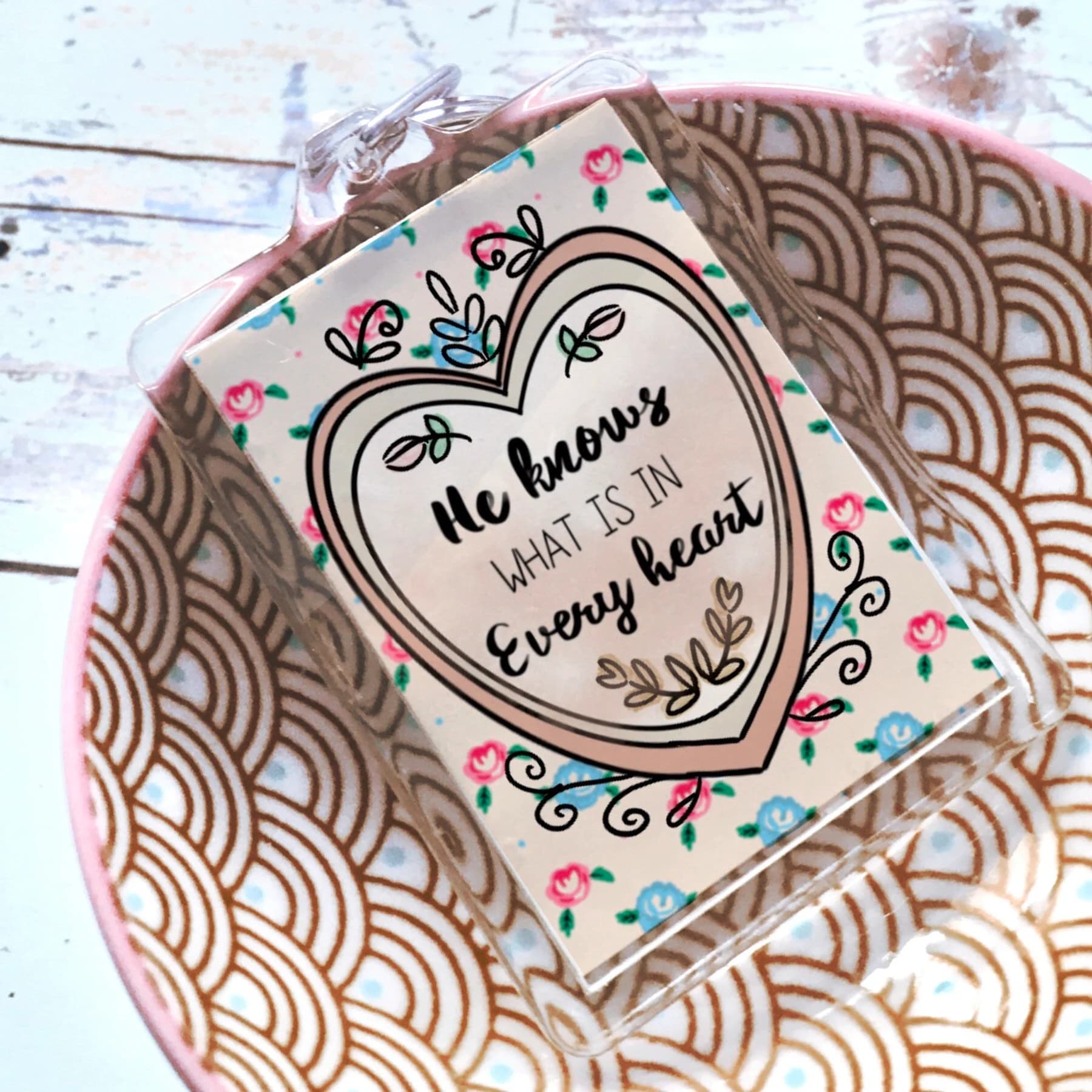 Hand Drawn Quran Quote Keyring: Islamic Gift (50x35mm)