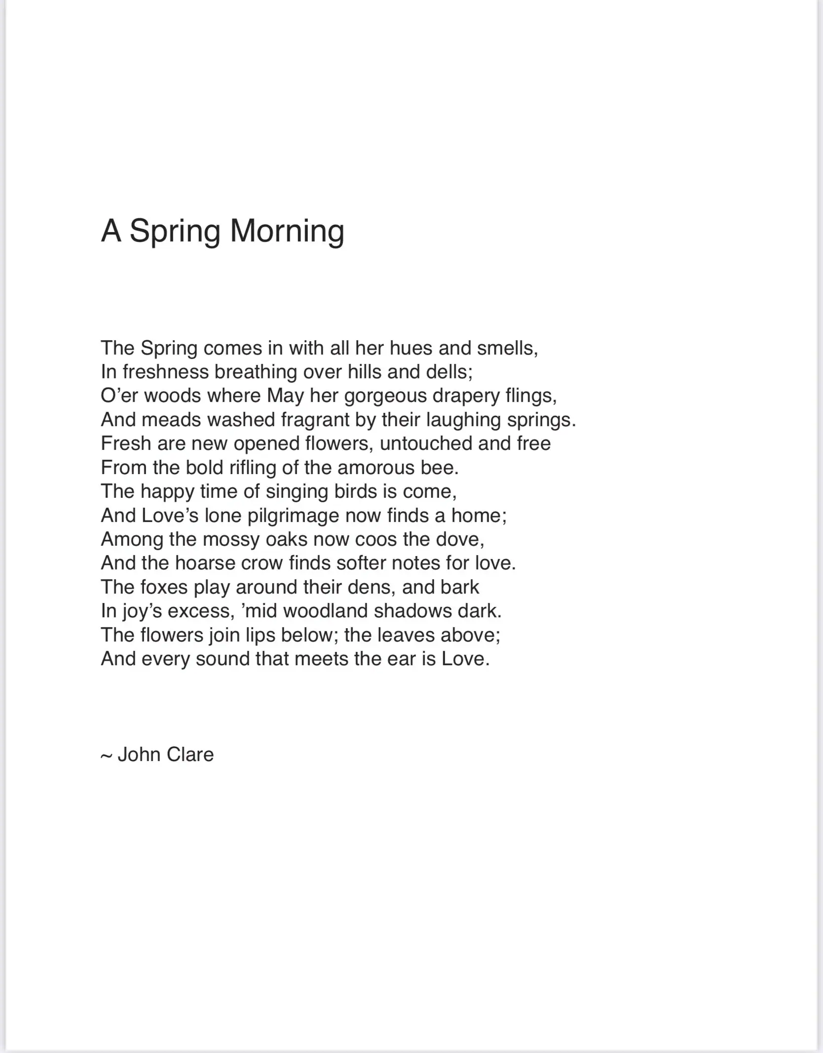 A Spring Morning Poem PDF