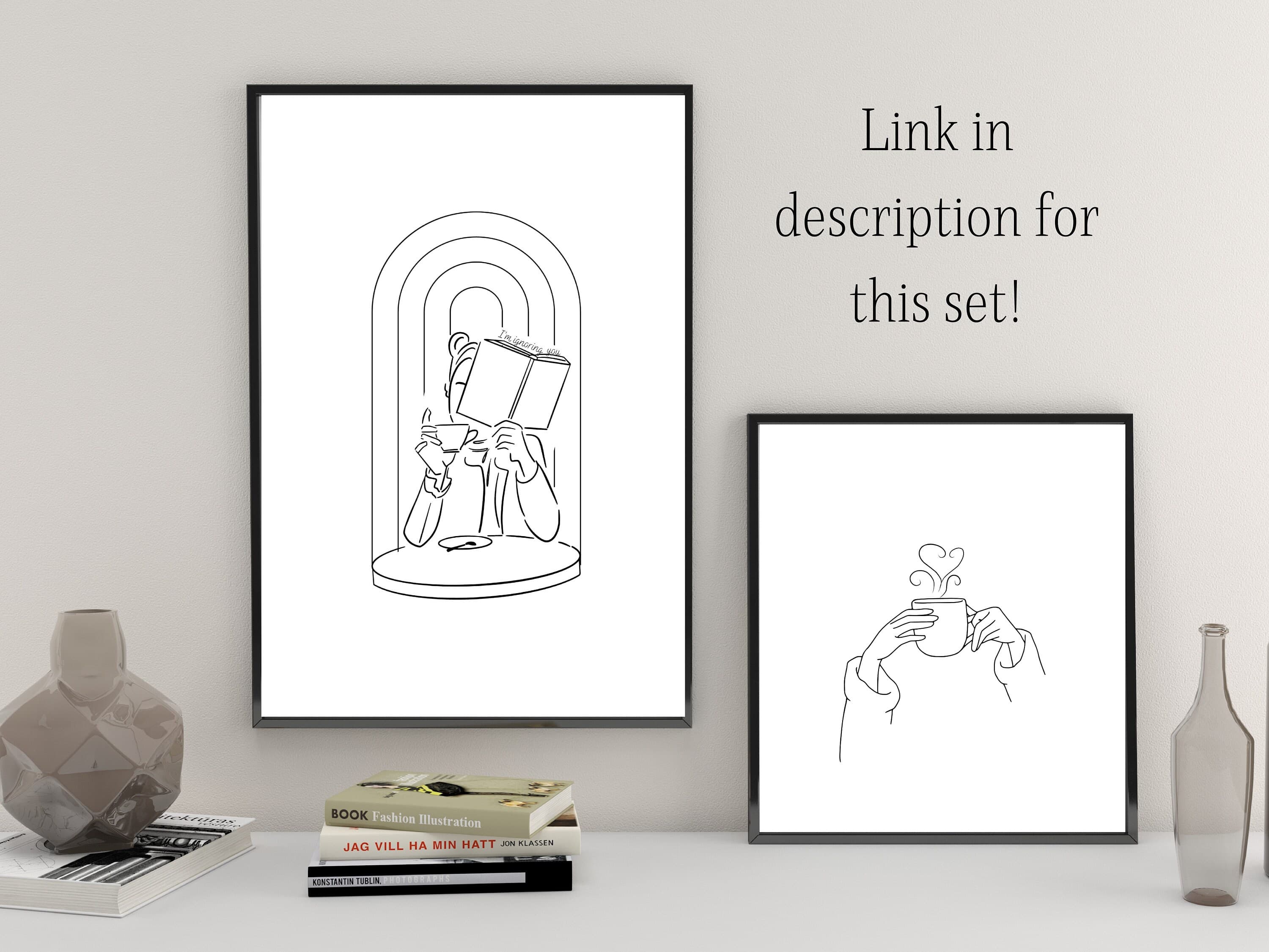 Minimalist Coffee Line Art Print: Woman with Coffee Cup (Digital Download) - image 4