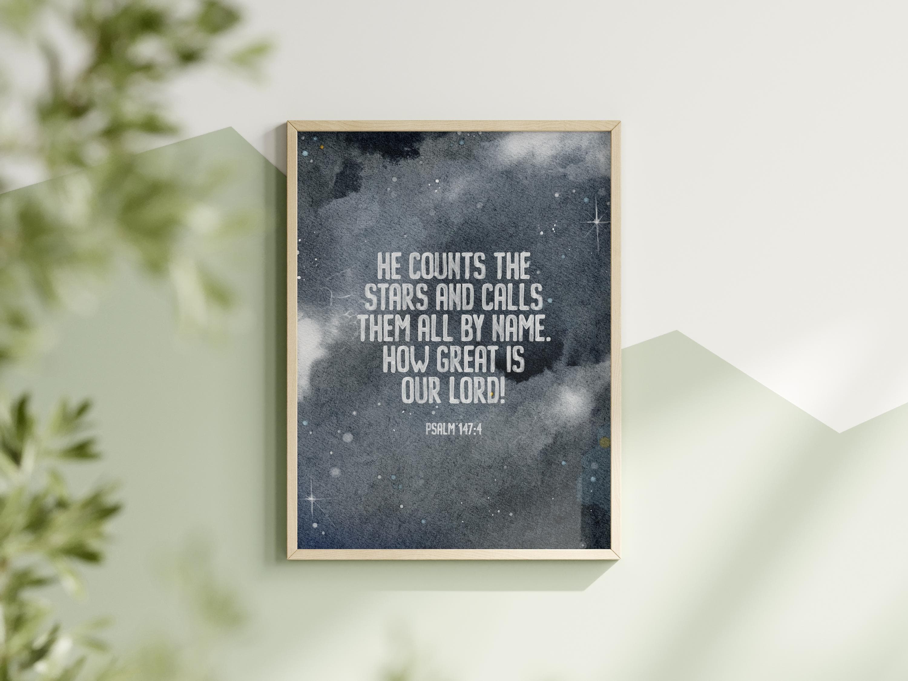 Psalm 147 4 Kids Room Printable Wall Art Bible Verse Space Nursery Decor Boy Bedroom Decor Toddler Room Decor Dark Sky - image 5