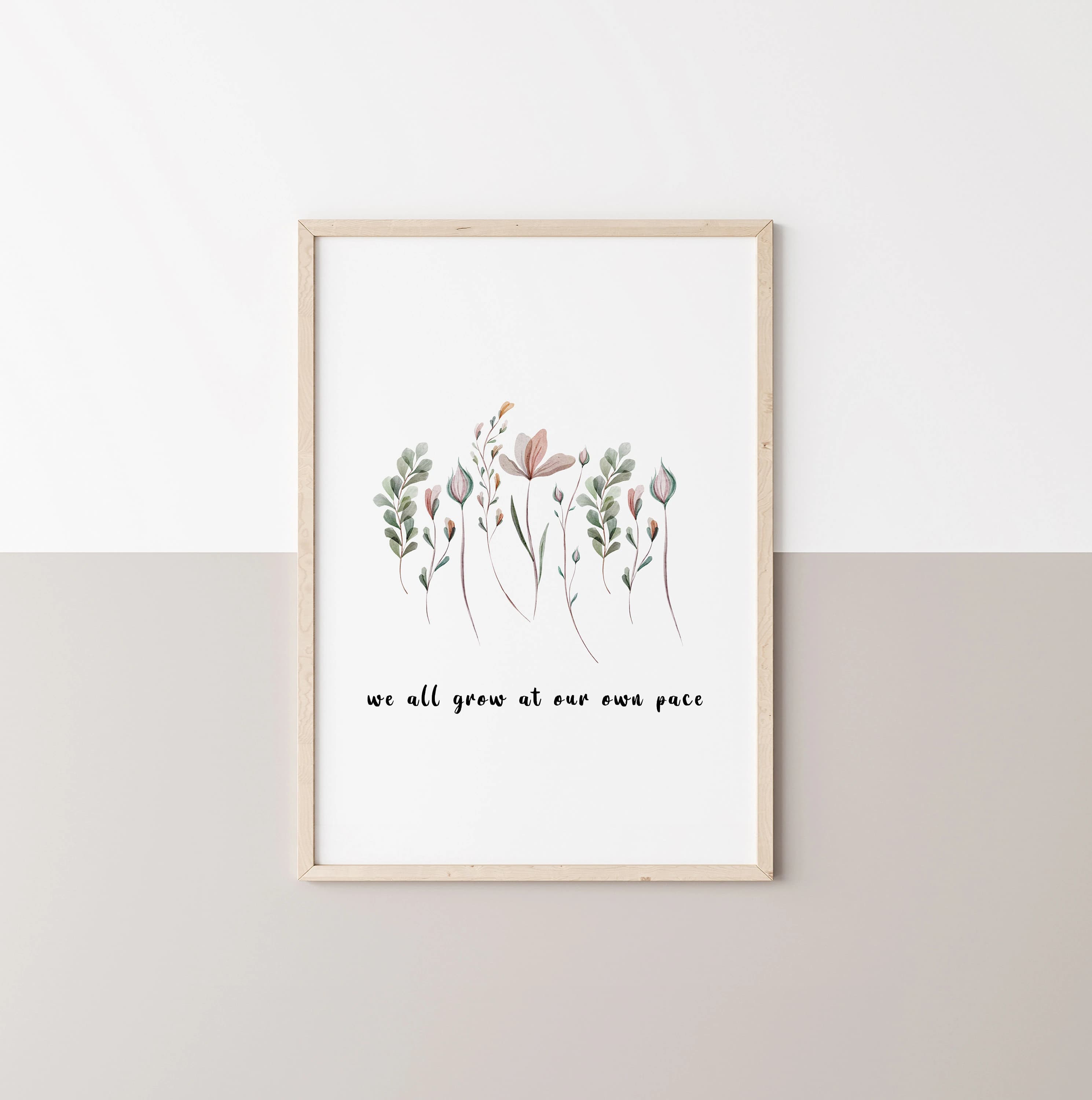 THERAPY OFFICE DECOR Floral We All Grow At Our Own Pace Print