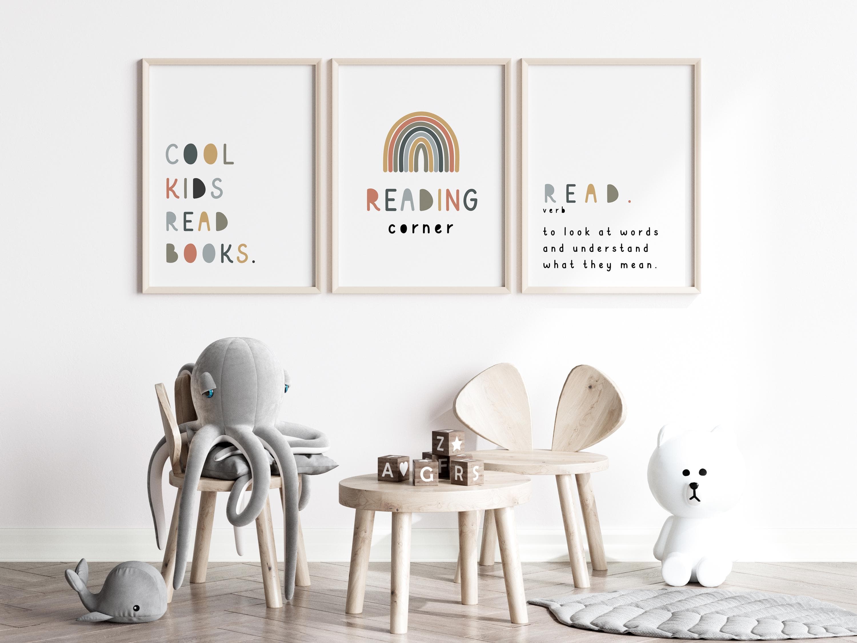 Read Meaning Wall Art for Kids Room Decor Set of 3 Cool Kids Read Books Reading Corner Montessori Printables Teen Girl Room Decor - image 4