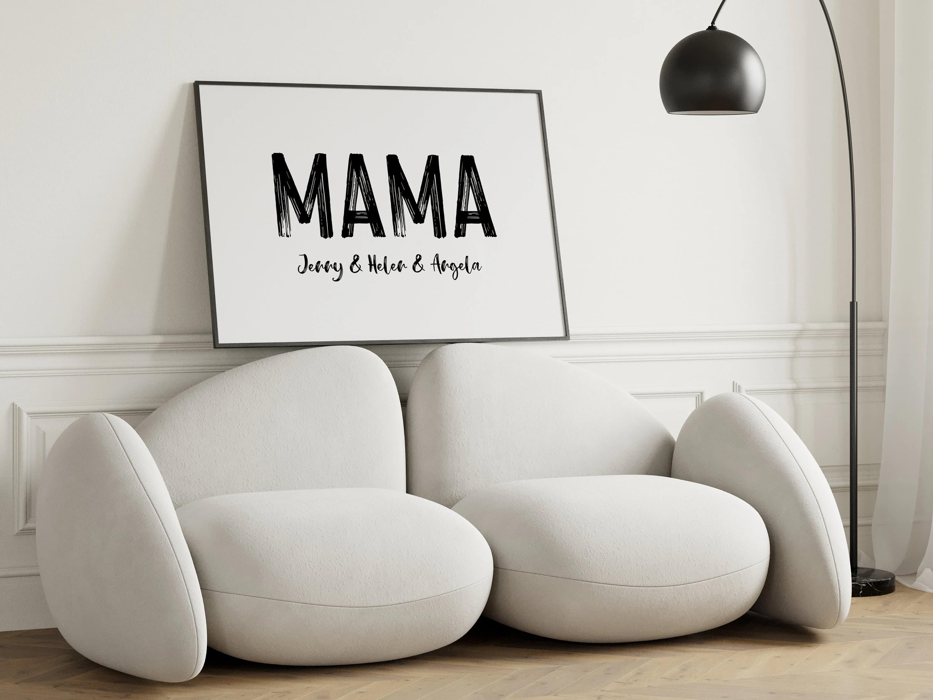 Custom Mama Personalized Print Mother's Day Wall Art Black White - image 5
