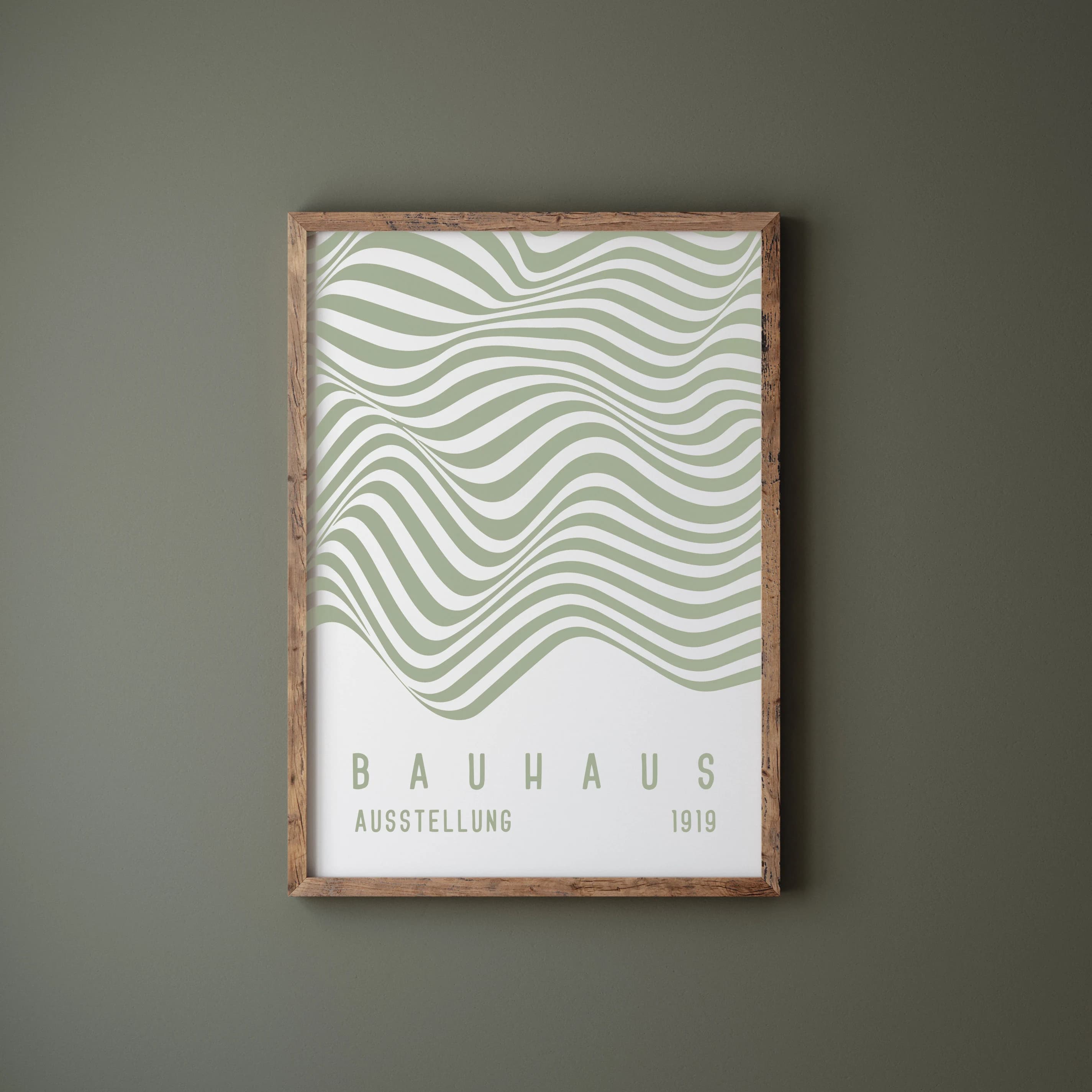 Bauhaus Poster Sage Green Bauhaus Print Wavy Line Exhibition Poster Abstract Wall Art Set of 2 Prints Retro Art Geometric Print Set - image 4