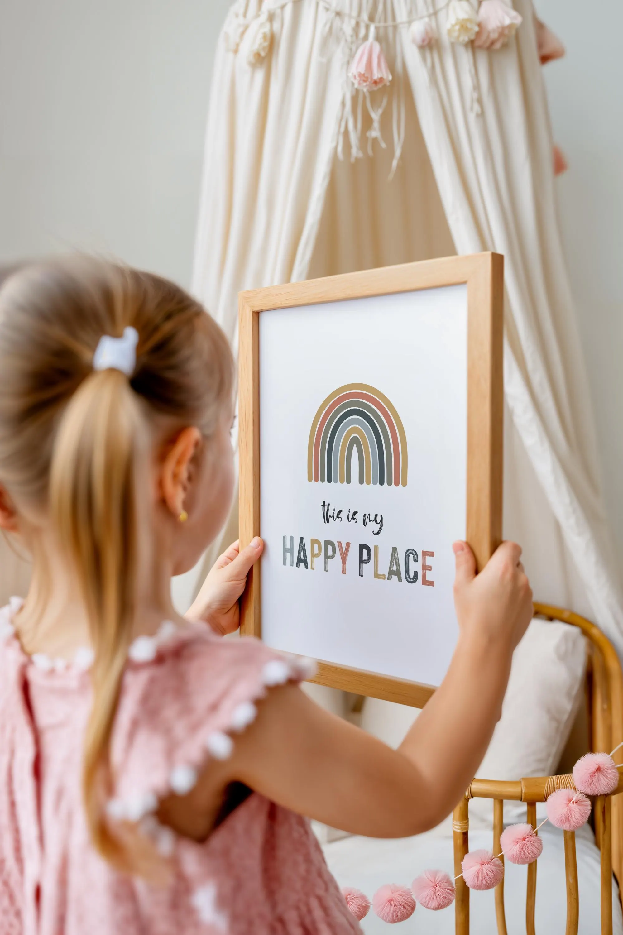 This is my Happy Place Print Inspirational Typography Print Rainbow Art