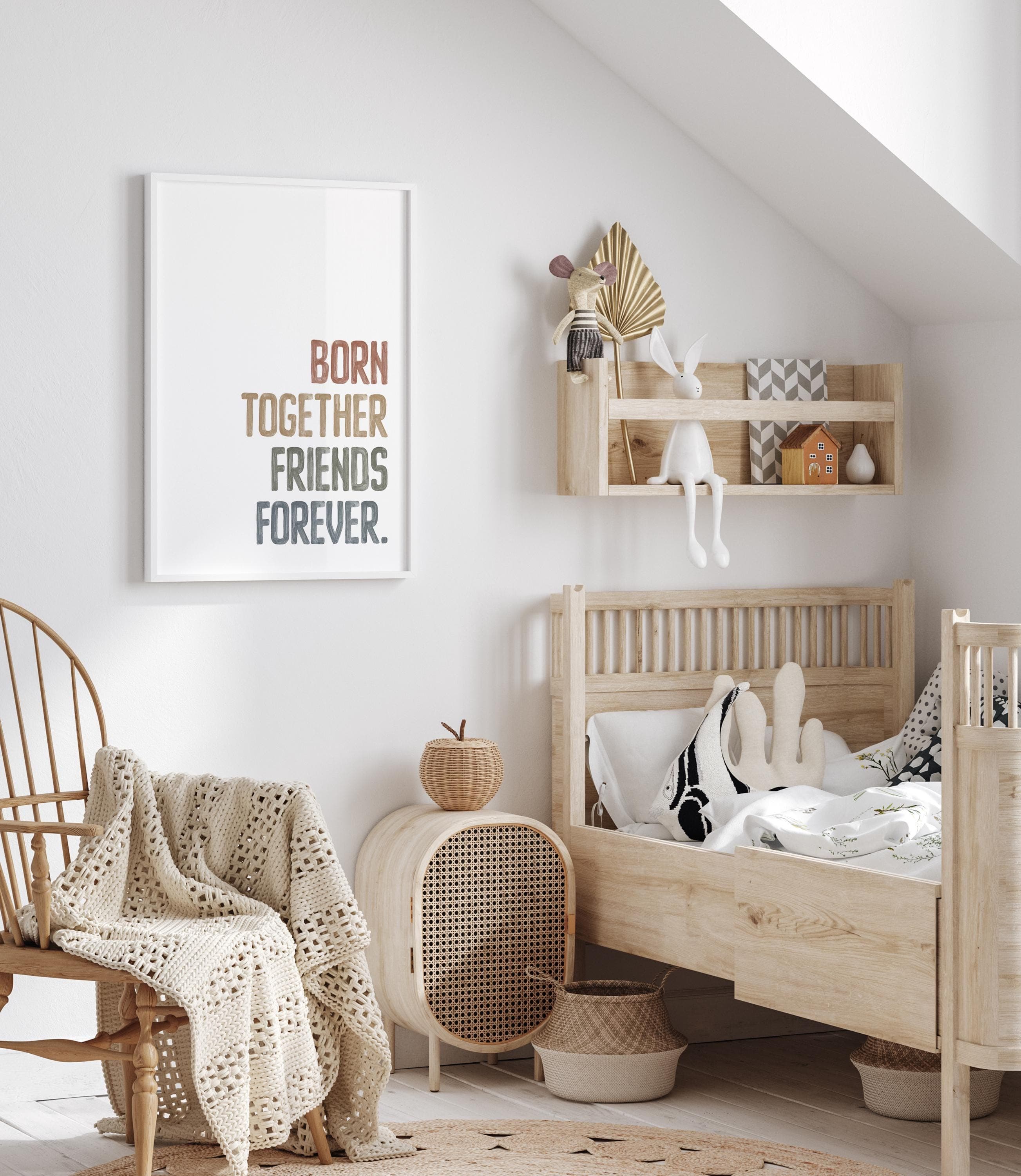 Charming Twins Baby Decor Friends Forever Nursery Wall Art Adorable Twins Sign for Nursery Together Forever Unique Twin Gift - image 4