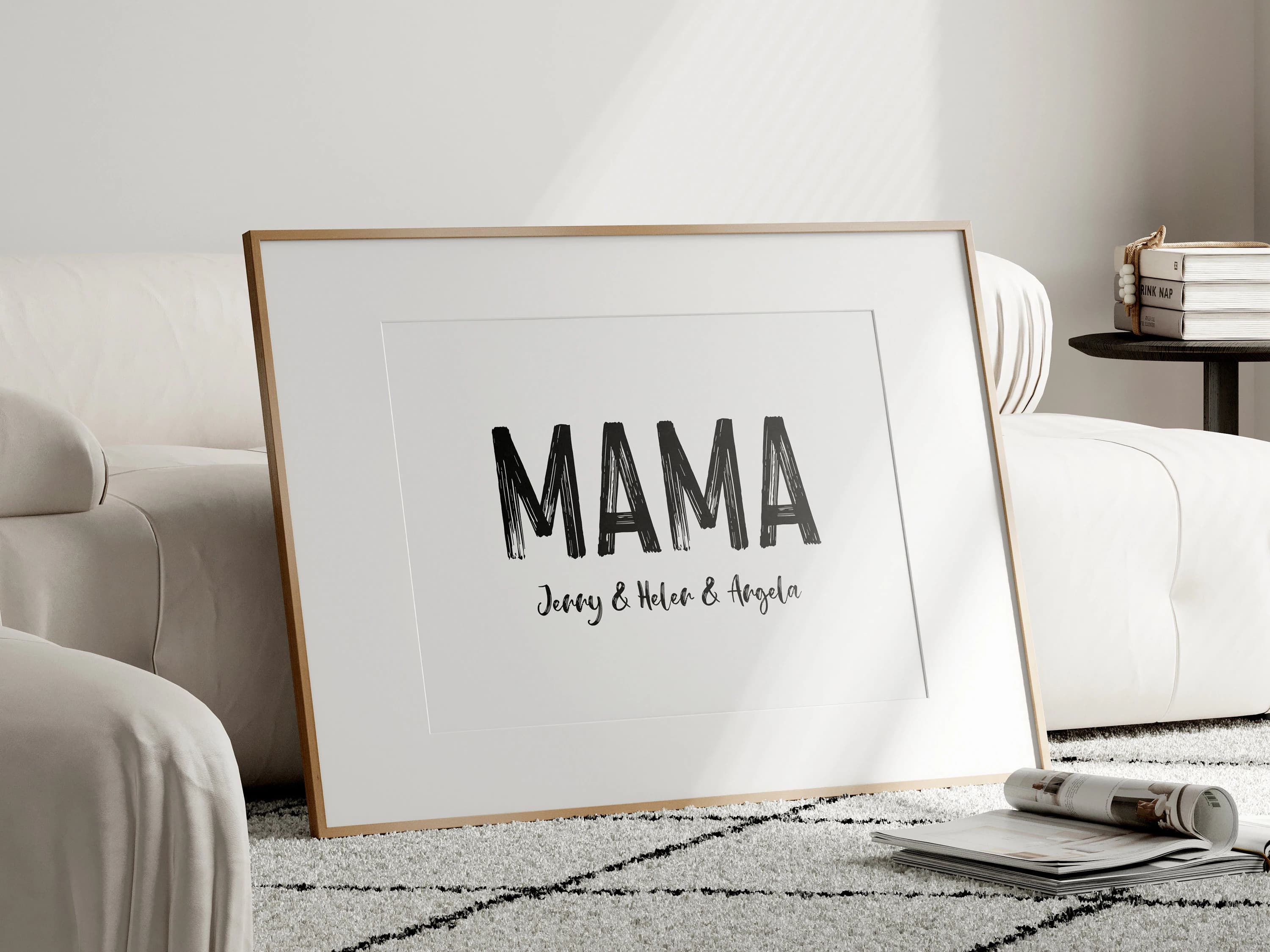Custom Mama Personalized Print Mother's Day Wall Art Black White - image 4