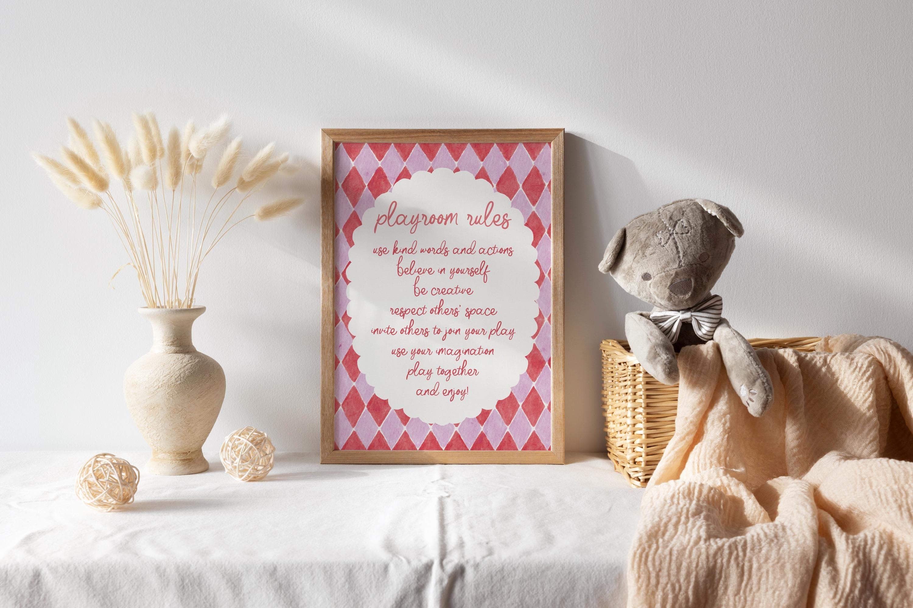 Whimsical Kids Room Rules Wall Art Girls Montessori Decor Creative Playroom Rules Sign for Children's Spaces Pink Kids' Room Rules Print - image 4