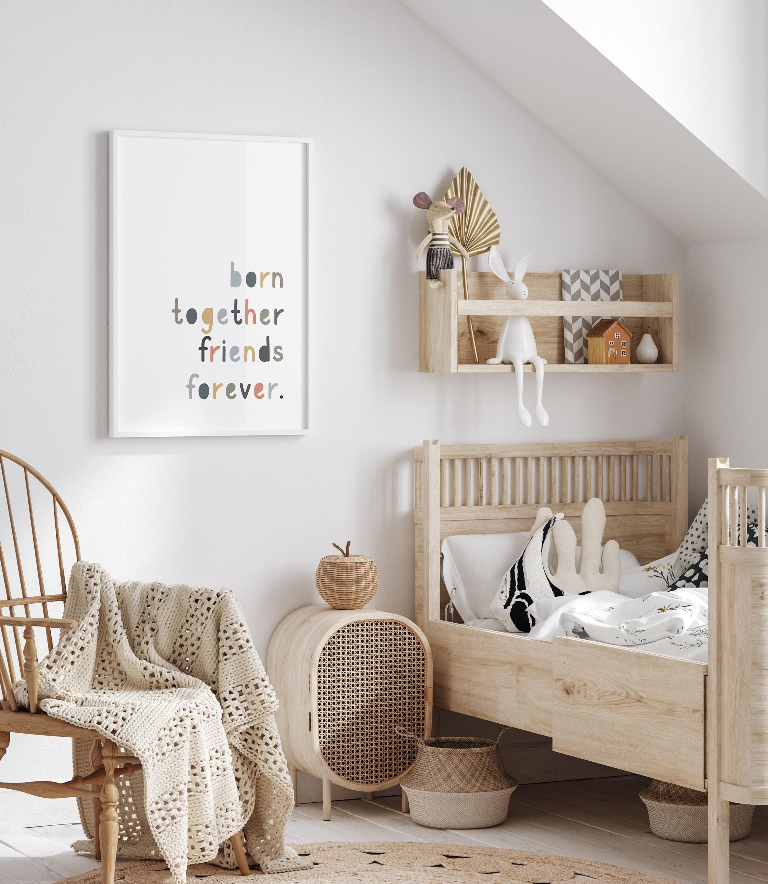 Twins Nursery Born Together Friends Forever Sign Wall Art Decor - image 5