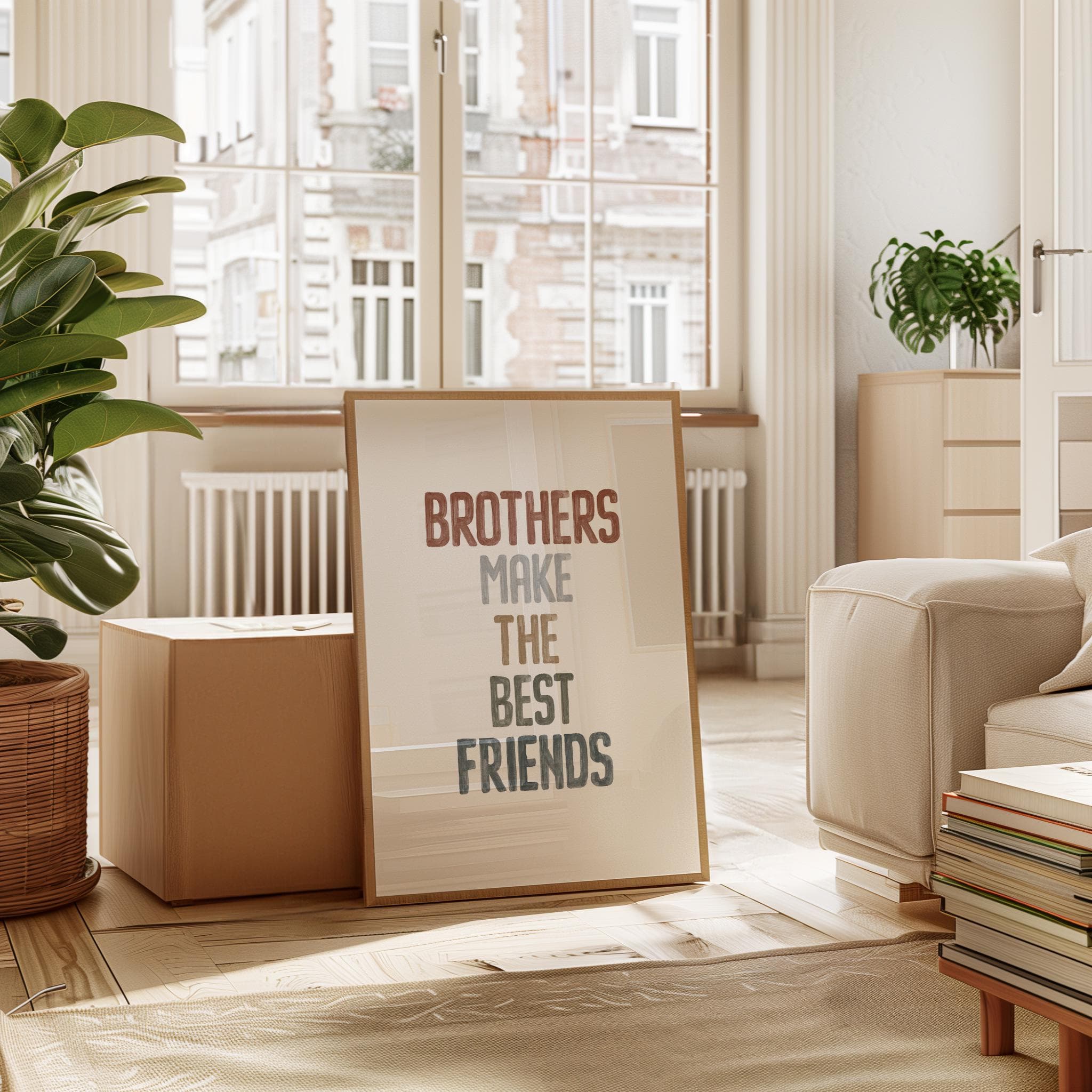 Charming Boys Room Art Set Inspirational Posters For Montessori Playroom Adorable 4-Piece Set Celebrating Brotherly Bonds Big Little Bros - image 4