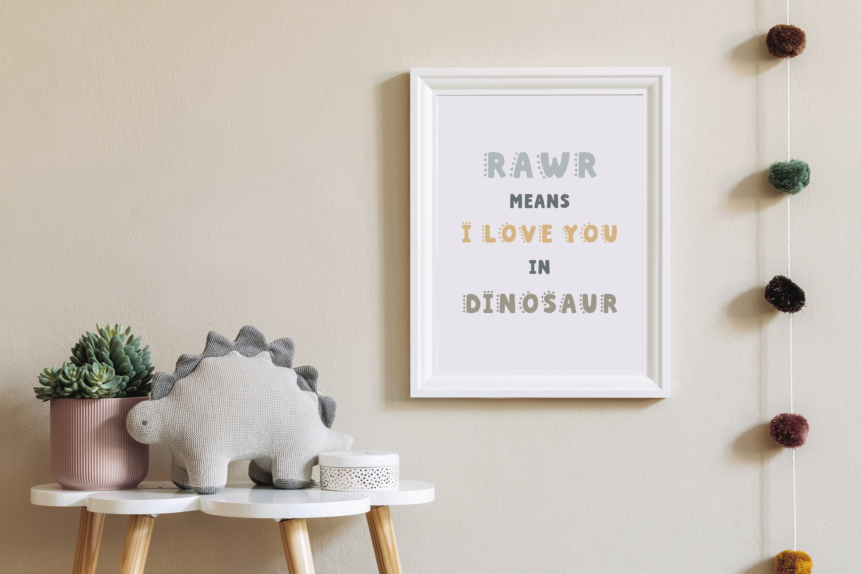 Rawr means I love you in Dinosaur Sign Kids Room Decor Dinosaur Prints Nursery Dinosaur Wall Art for Kids Room Gift Boho Boys Room Decor - image 4