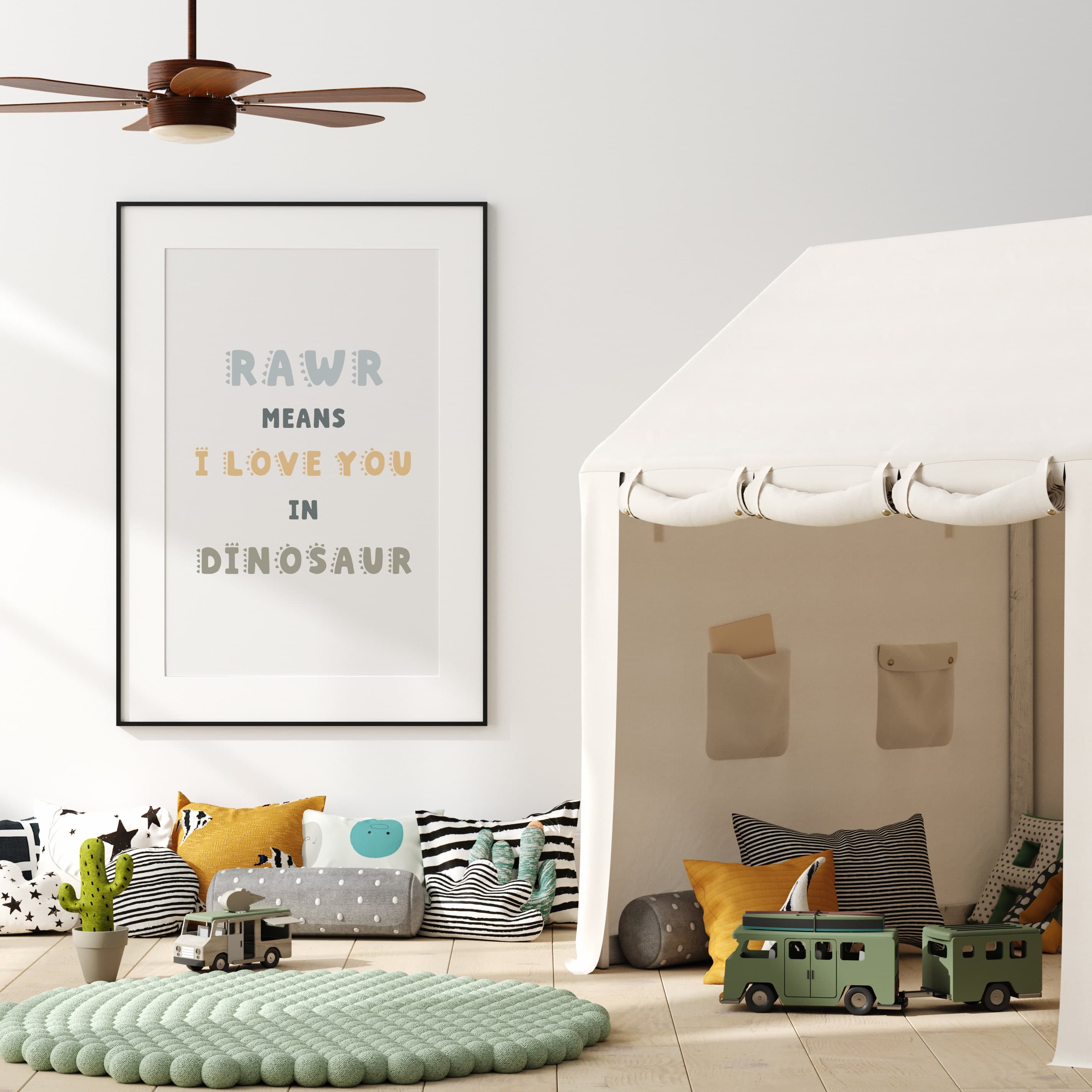 Rawr means I love you in Dinosaur Sign Kids Room Decor Dinosaur Prints Nursery Dinosaur Wall Art for Kids Room Gift Boho Boys Room Decor - image 5