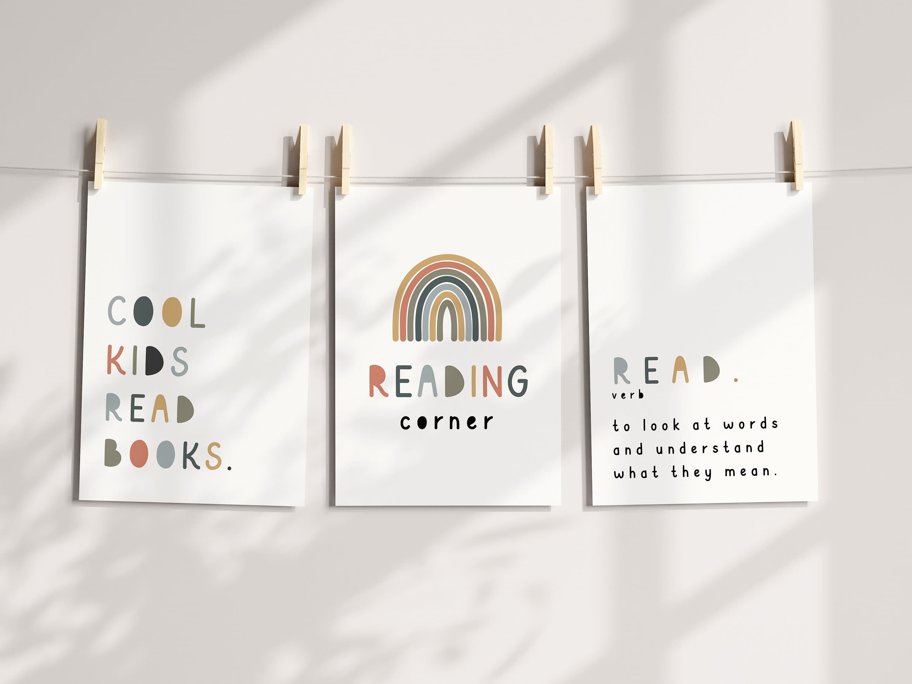 Read Meaning Wall Art for Kids Room Decor Set of 3 Cool Kids Read Books Reading Corner Montessori Printables Teen Girl Room Decor - image 3