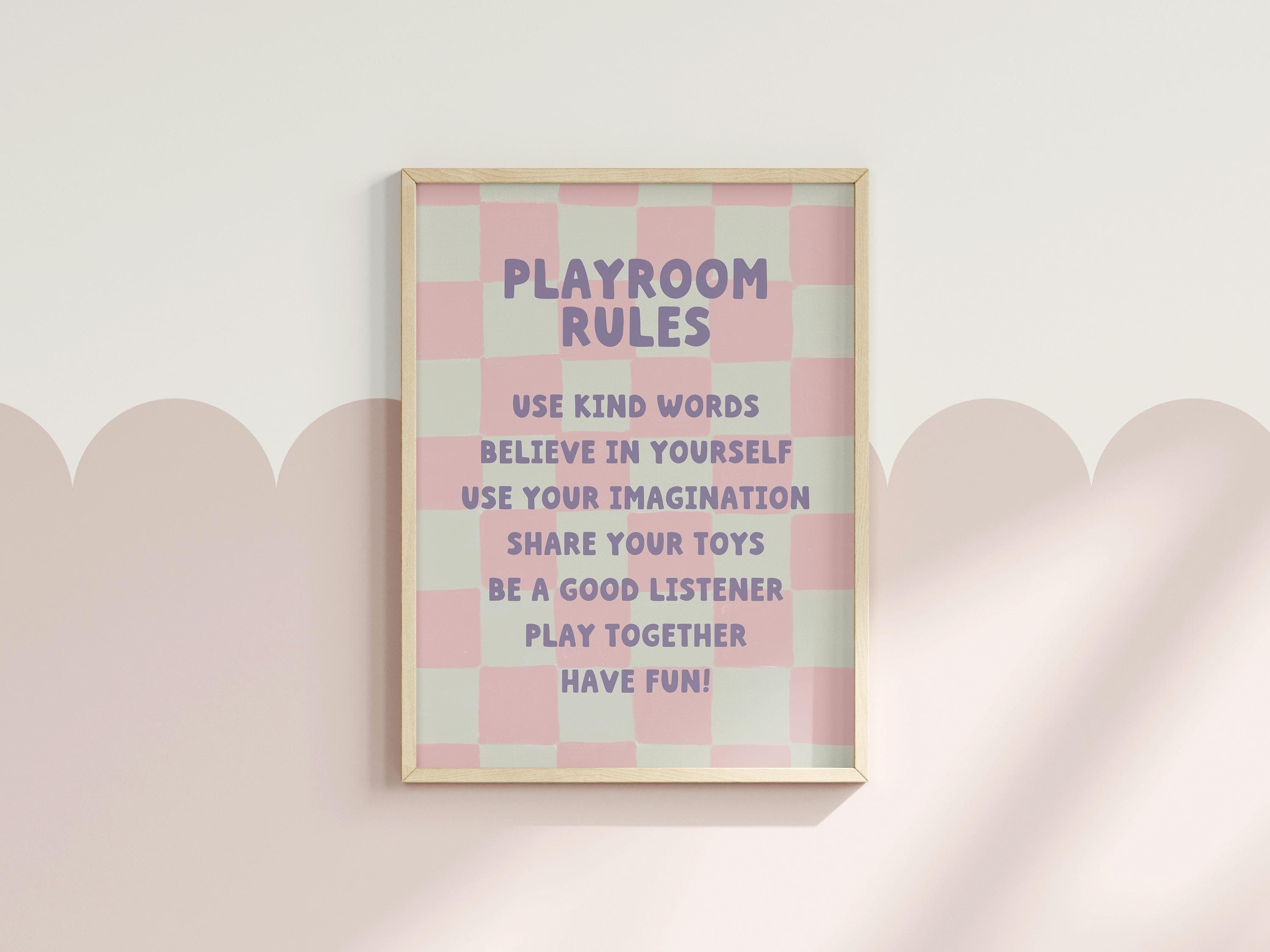 Trendy Montessori Playroom Rules Wall Art for Girls Room Fun and Functional Girls Room Rules Sign Decor Art for Children's Spaces