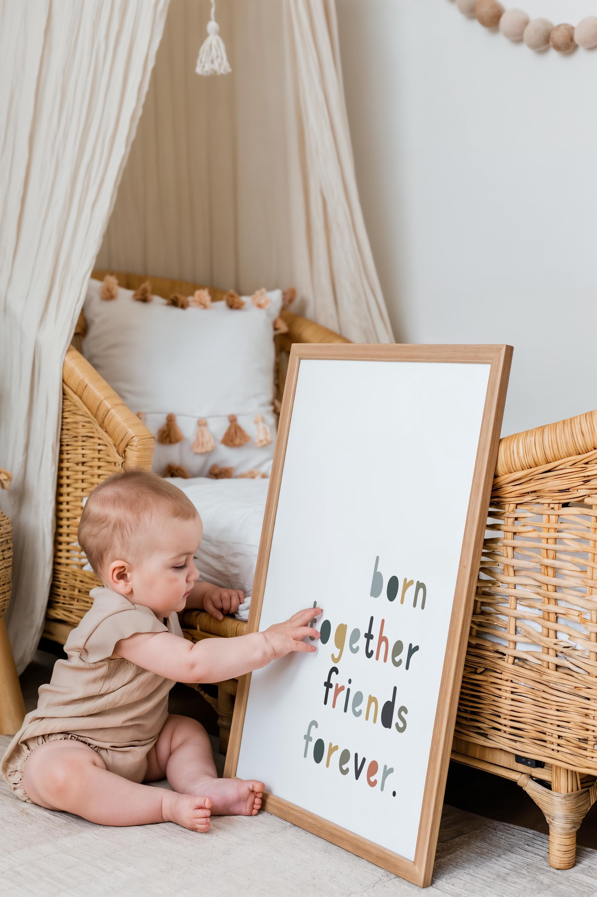 Twins Nursery Born Together Friends Forever Sign Wall Art Decor - image 3