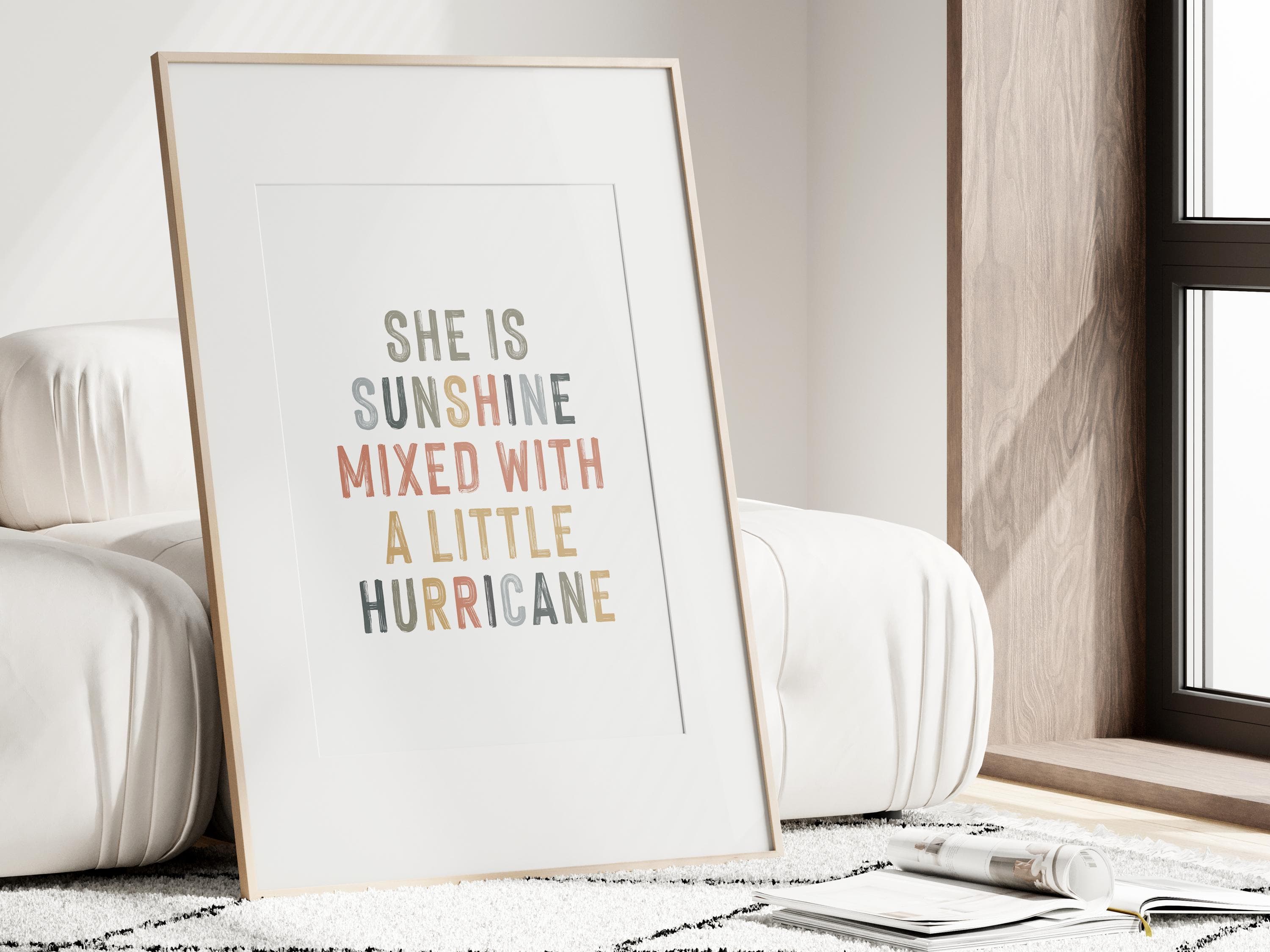 Boho Chic Art Print: She is Sunshine & Hurricane Typography Poster - Motivational Decor Feminist Quote Wall Art Empowering Quote Print - image 4