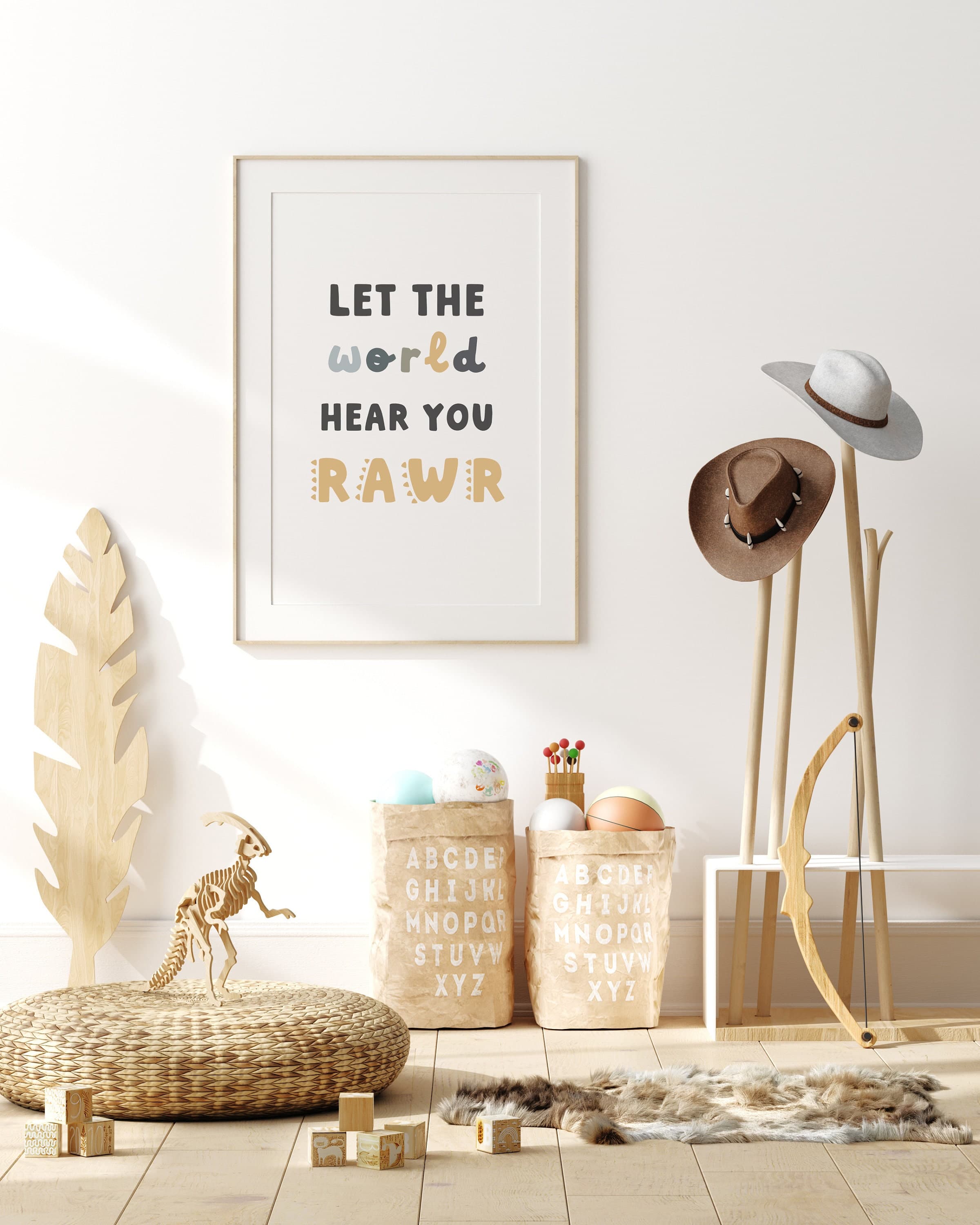 Let the world hear you RAWR Dinosaur Kids Room Decor Dino Print Nursery Printable for Boys Digital - image 4