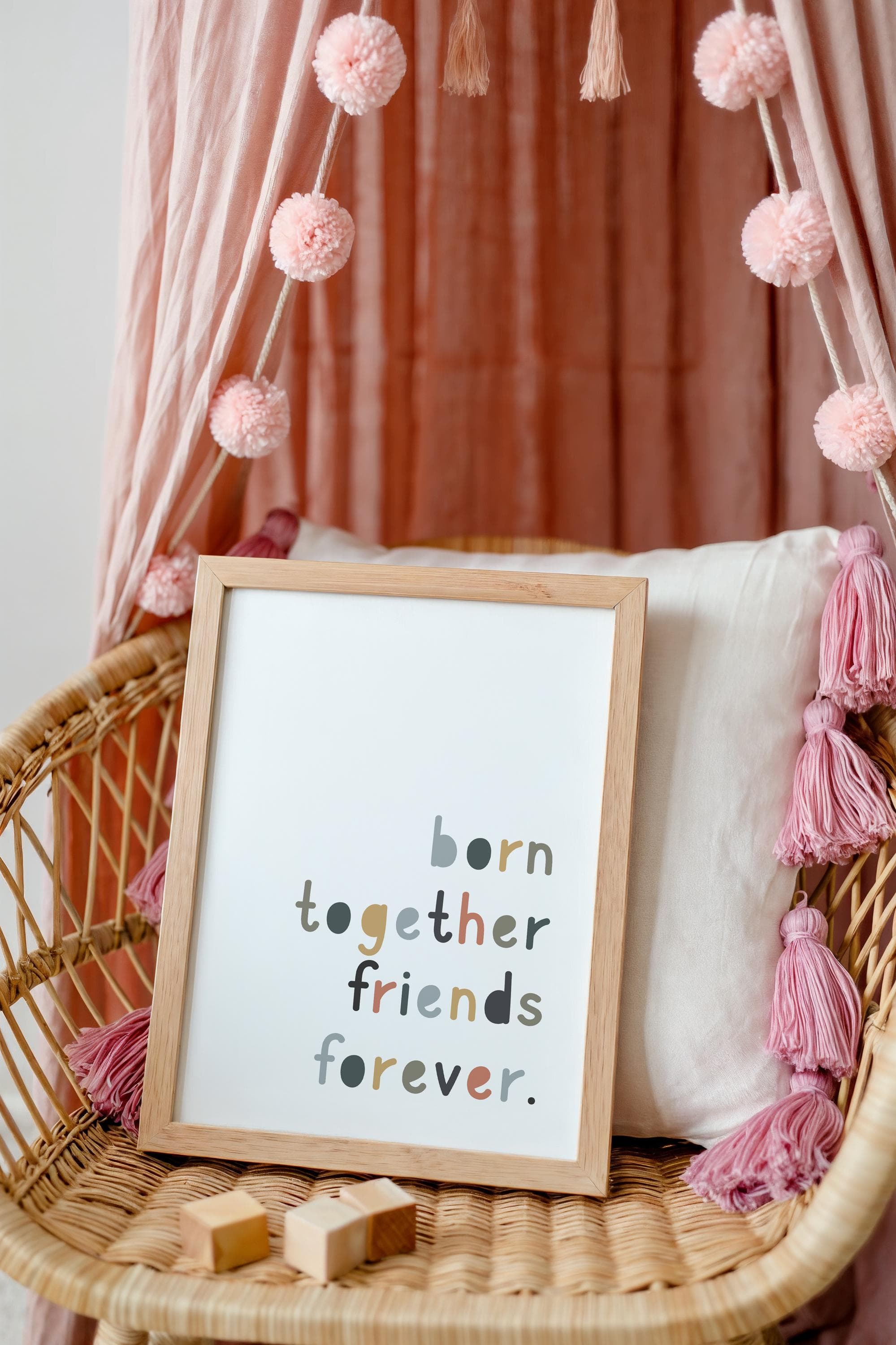 Twins Nursery Born Together Friends Forever Sign Wall Art Decor - image 4