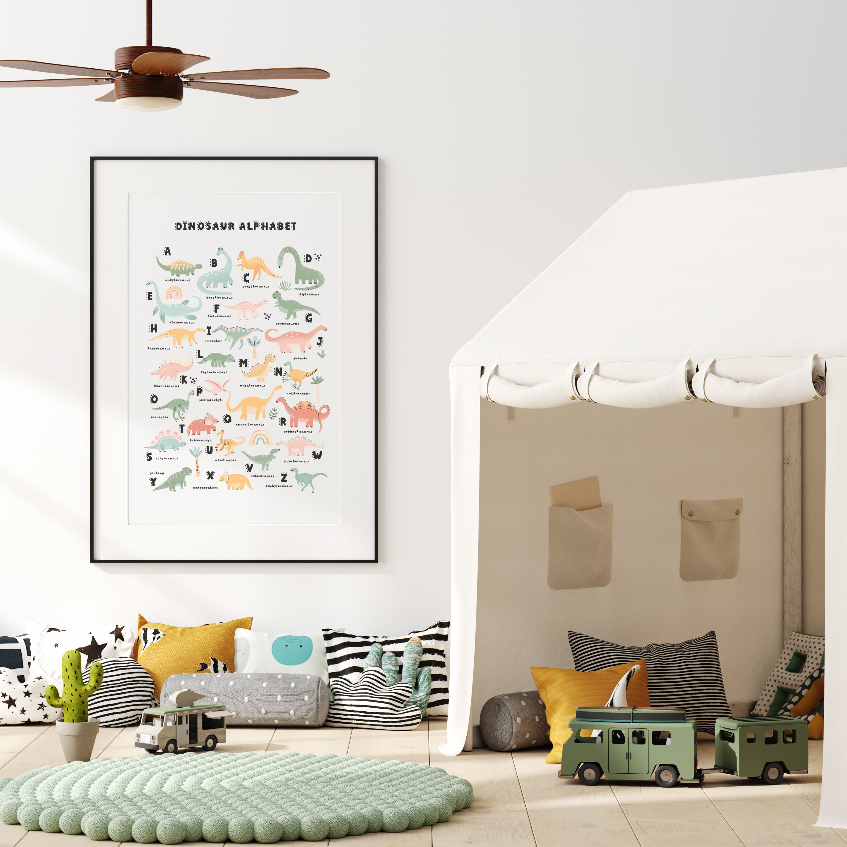 Dinosaur Alphabet Print Dino Typography Dinosaur Theme Prints Gift For Boys Room - image 3