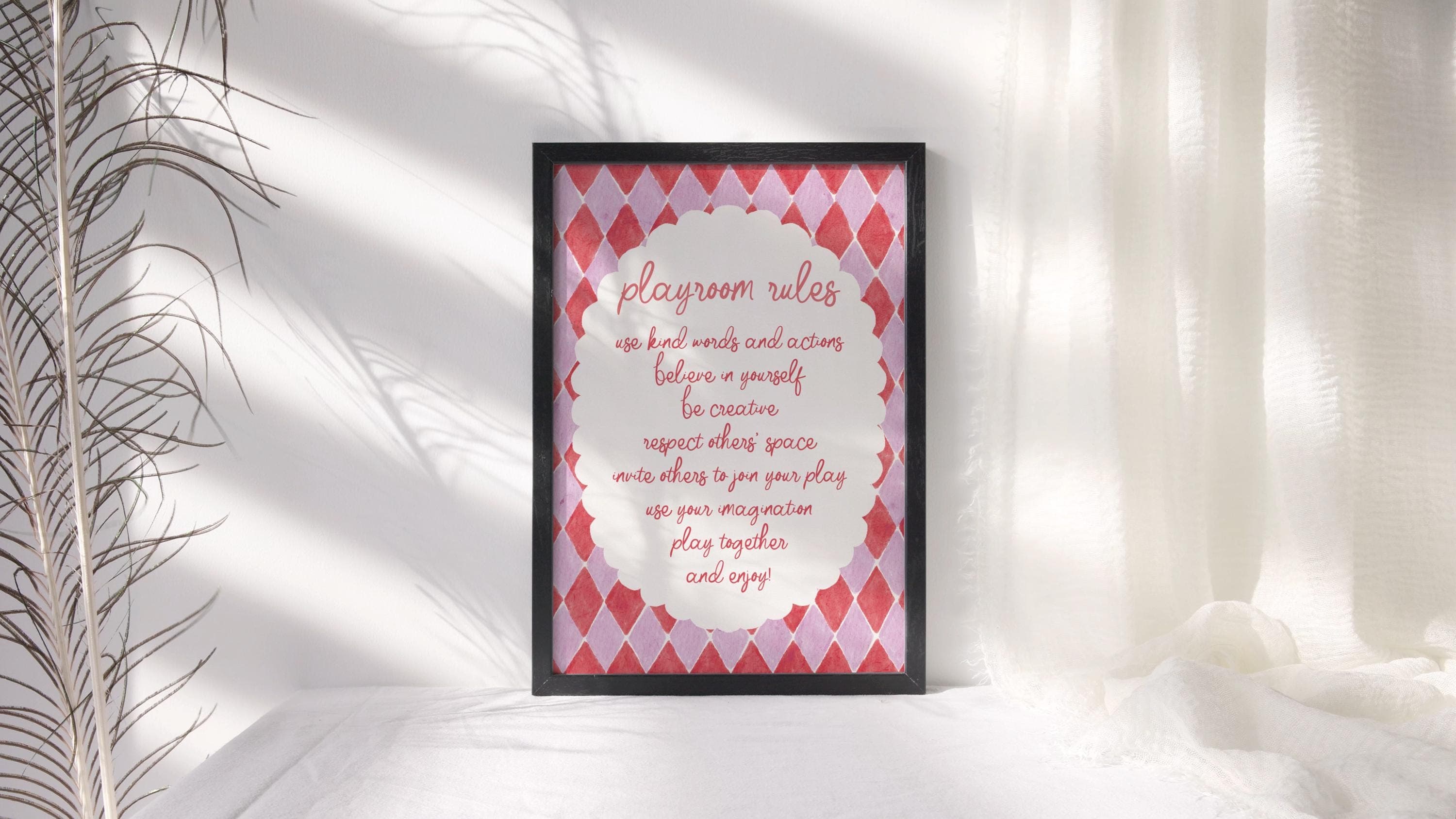 Whimsical Kids Room Rules Wall Art Girls Montessori Decor Creative Playroom Rules Sign for Children's Spaces Pink Kids' Room Rules Print - image 5