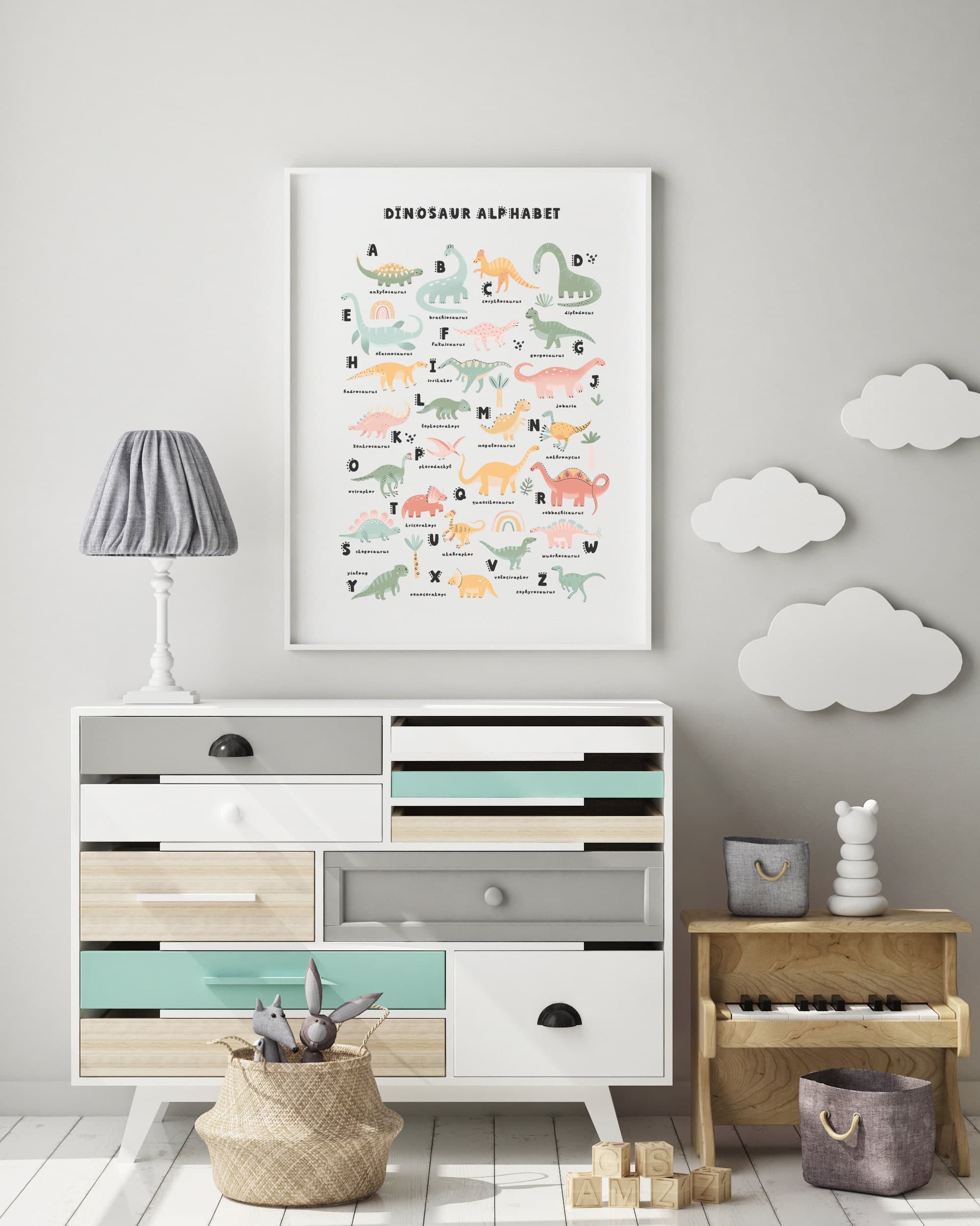 Dinosaur Alphabet Print Dino Typography Dinosaur Theme Prints Gift For Boys Room - image 5