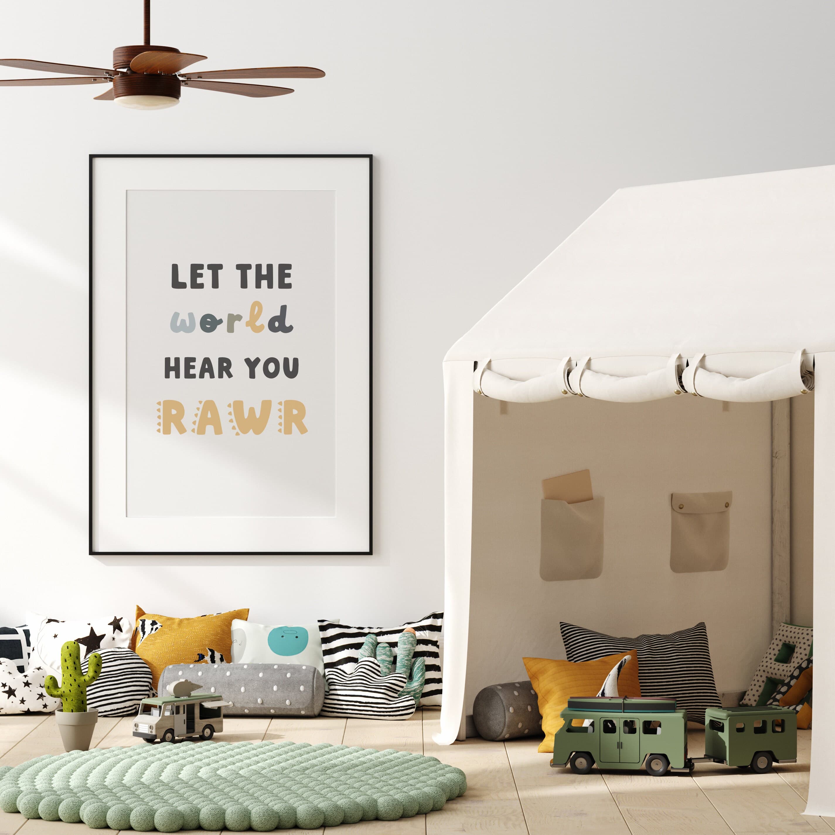 Let the world hear you RAWR Dinosaur Kids Room Decor Dino Print Nursery Printable for Boys Digital - image 3