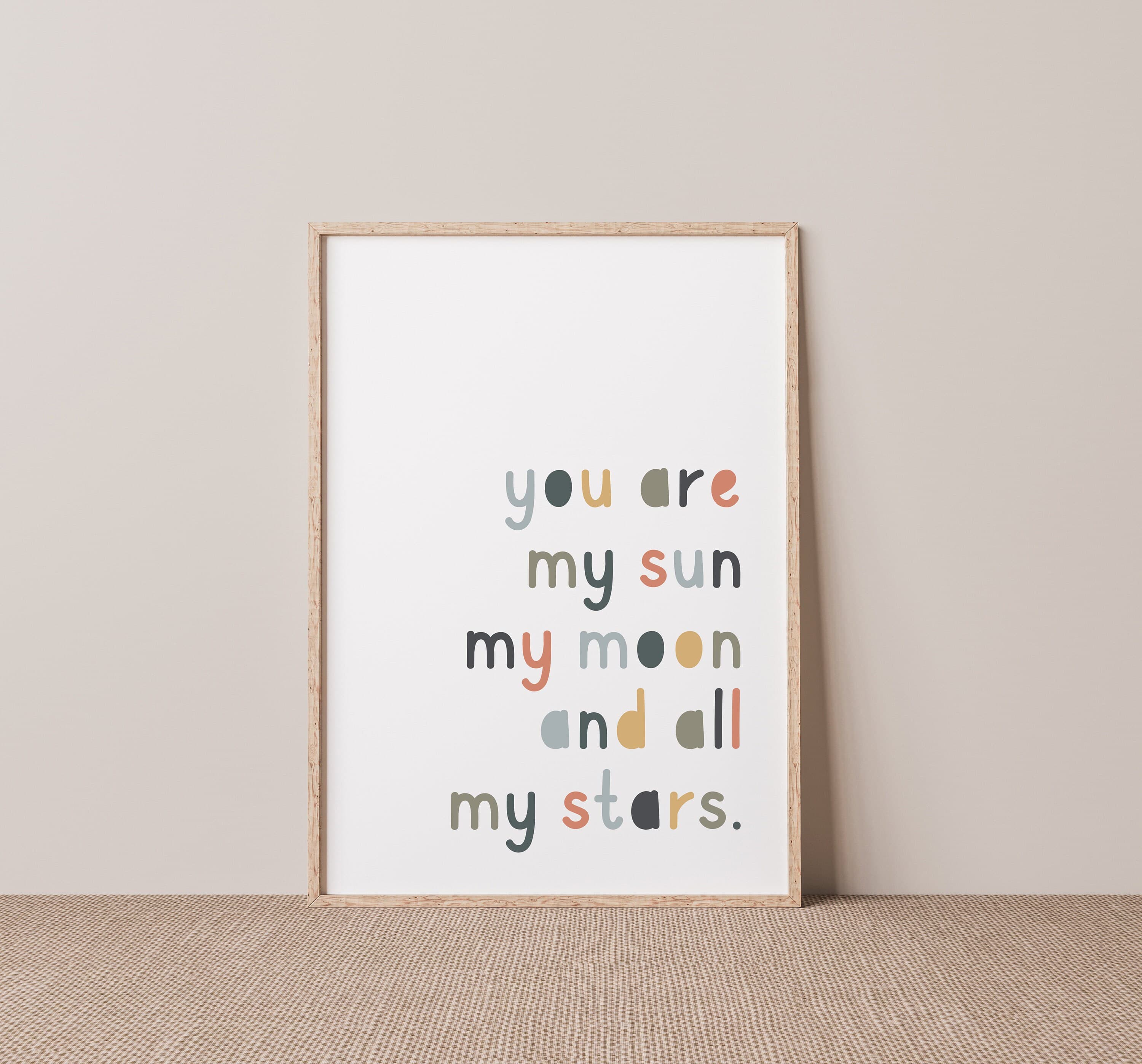 You are my sun my moon and all my stars Neutral Colour Decor Nursery Room Wall Art Playroom Boho Girl Room Printable - image 5