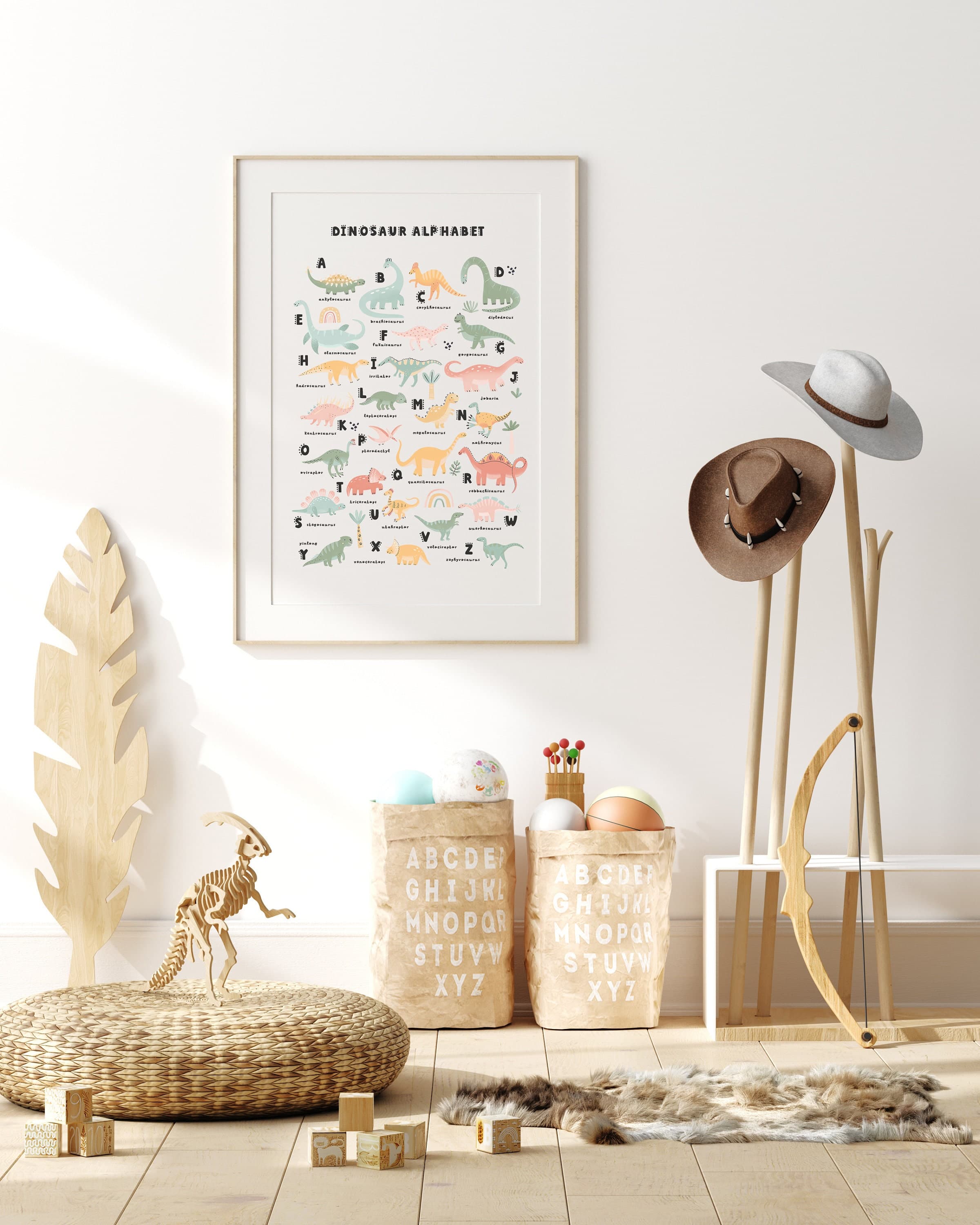 Dinosaur Alphabet Print Dino Typography Dinosaur Theme Prints Gift For Boys Room - image 4