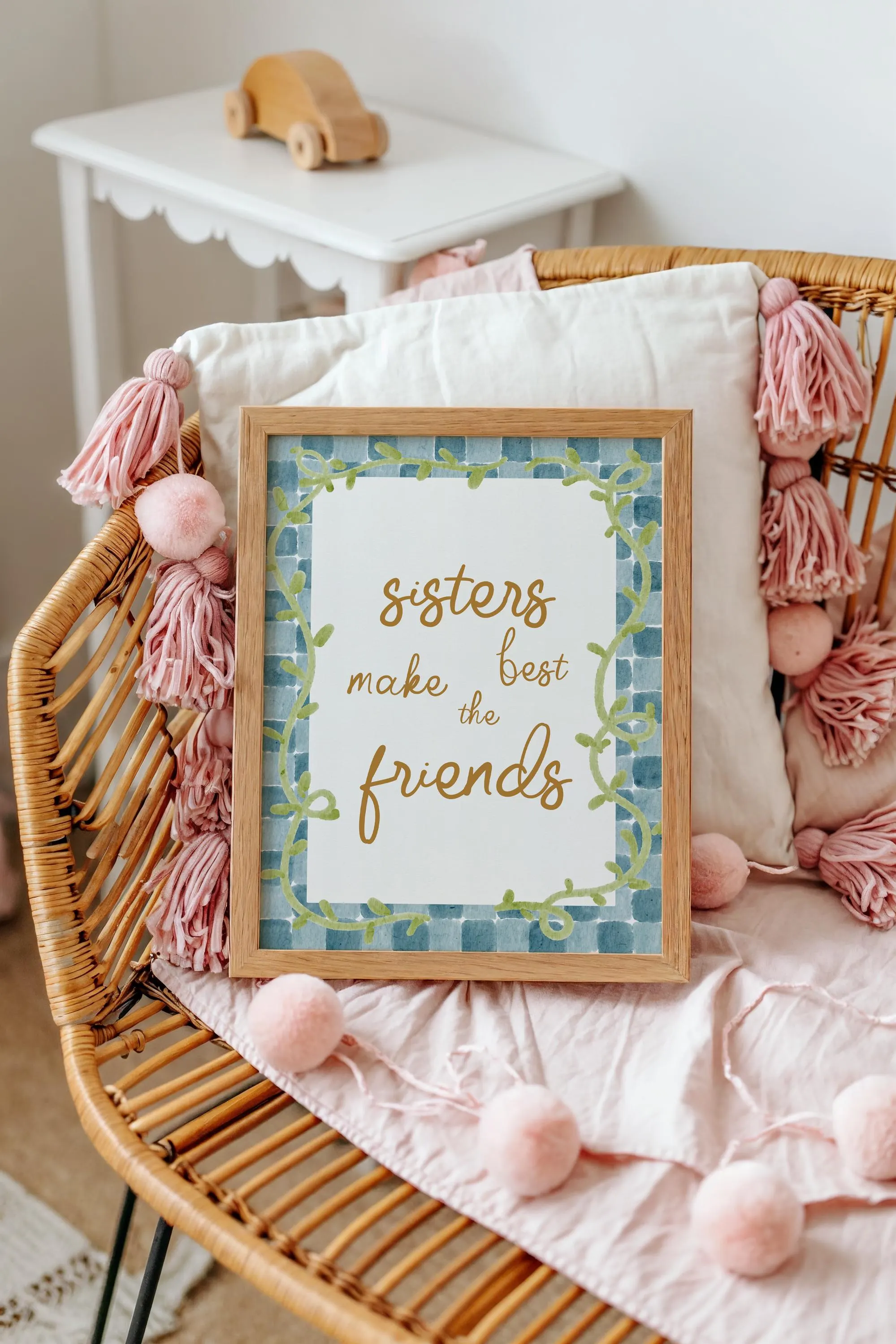 Sisters Make the Best Friends Print Botanical Style Blue Green Printable - image 3