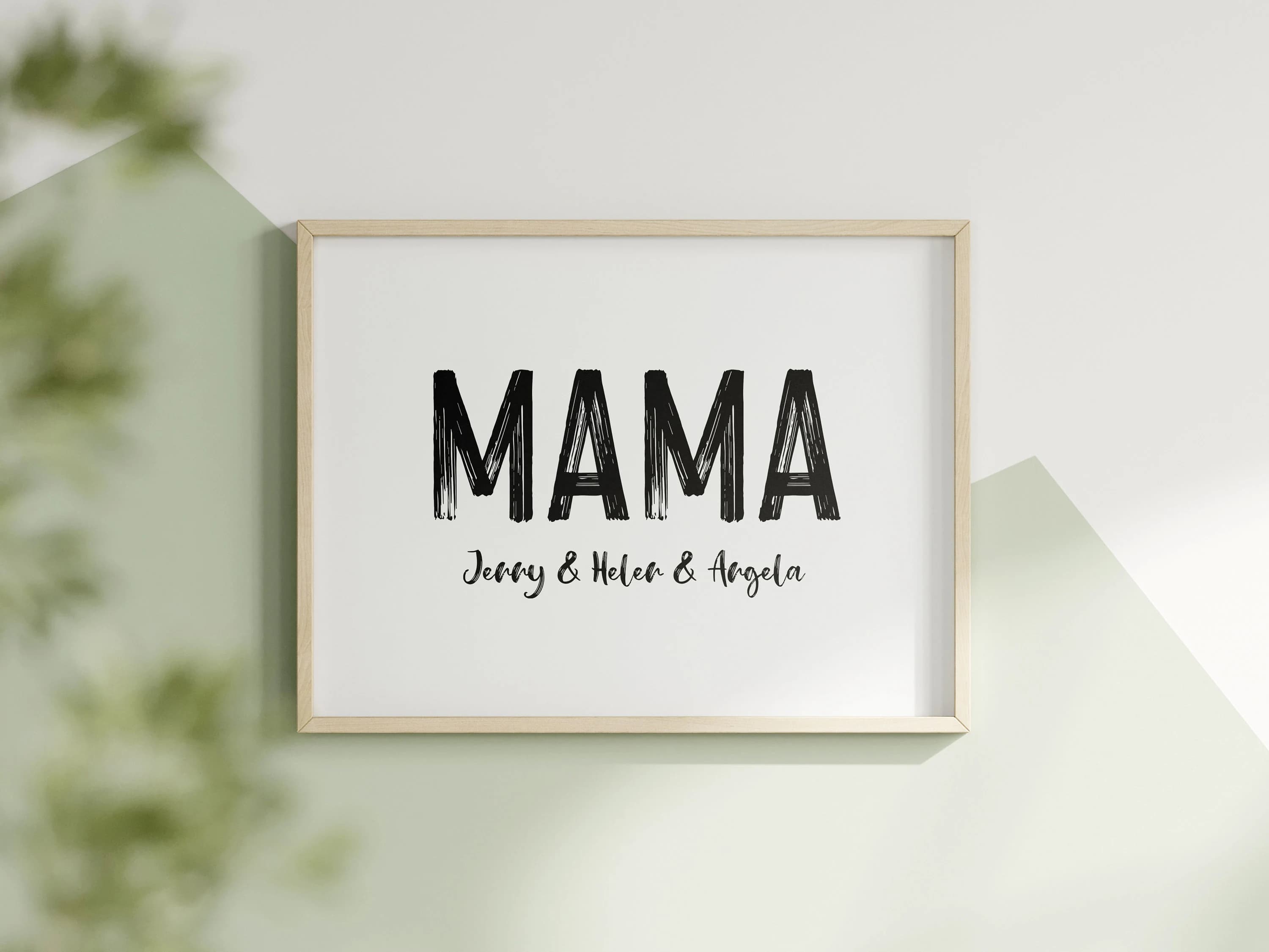 Custom Mama Personalized Print Mother's Day Wall Art Black White