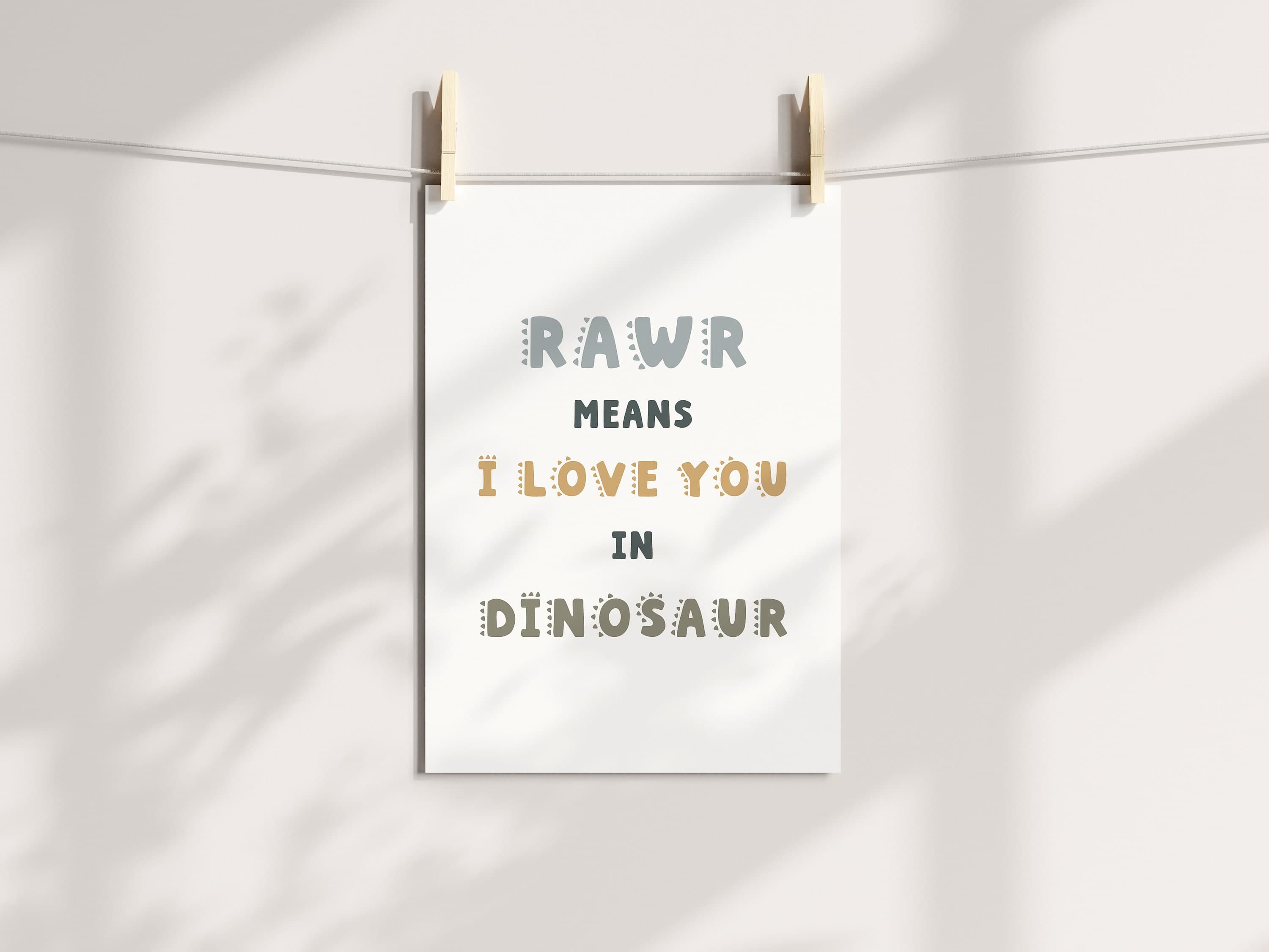 Rawr means I love you in Dinosaur Sign Kids Room Decor Dinosaur Prints Nursery Dinosaur Wall Art for Kids Room Gift Boho Boys Room Decor - image 3