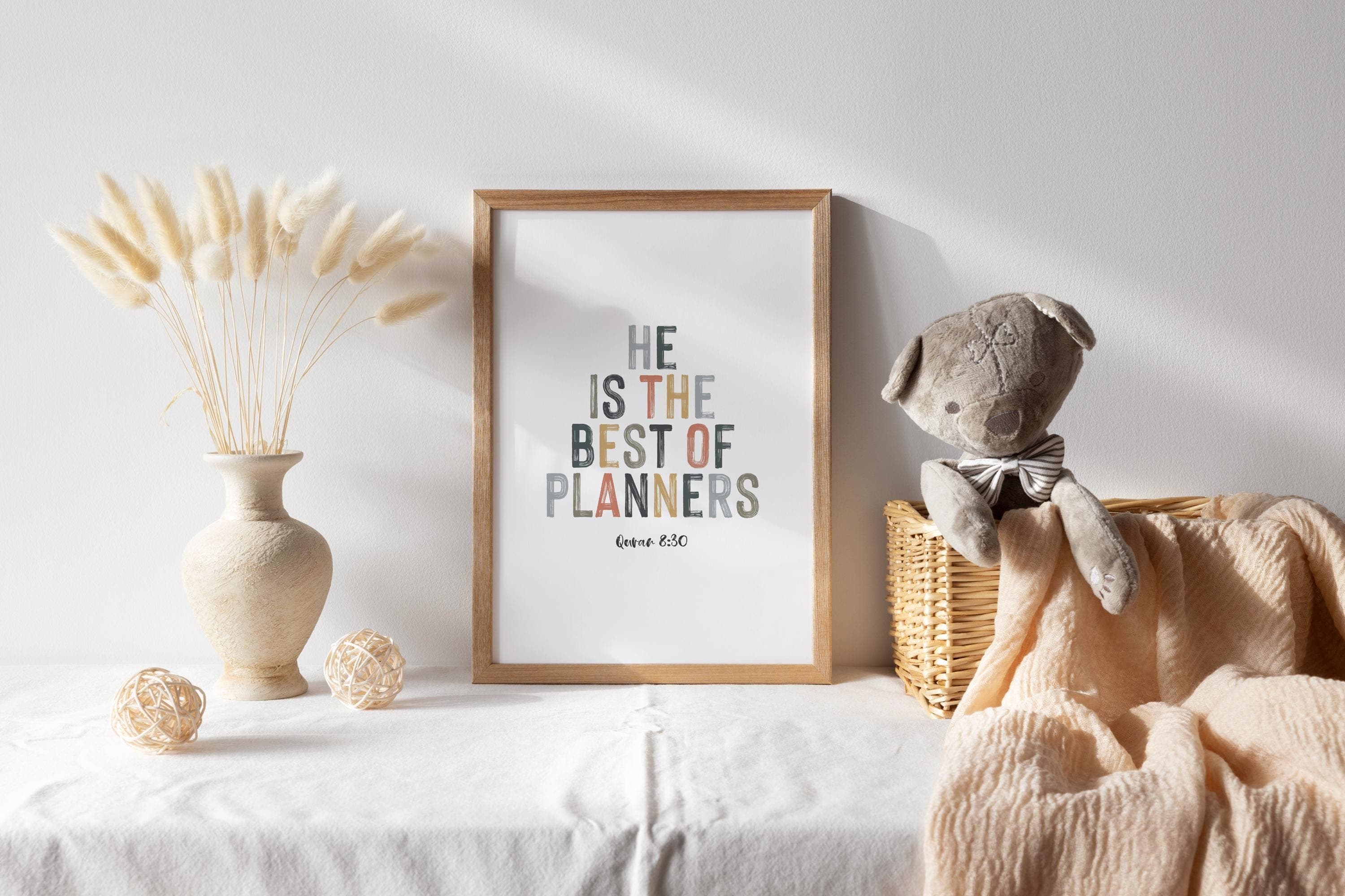 Muslim Kids Room Art Bundle Boho Decor Gallery Wall Set Neutral Tones Quran Quotes Kids Room Art Rainbow Colors - image 5