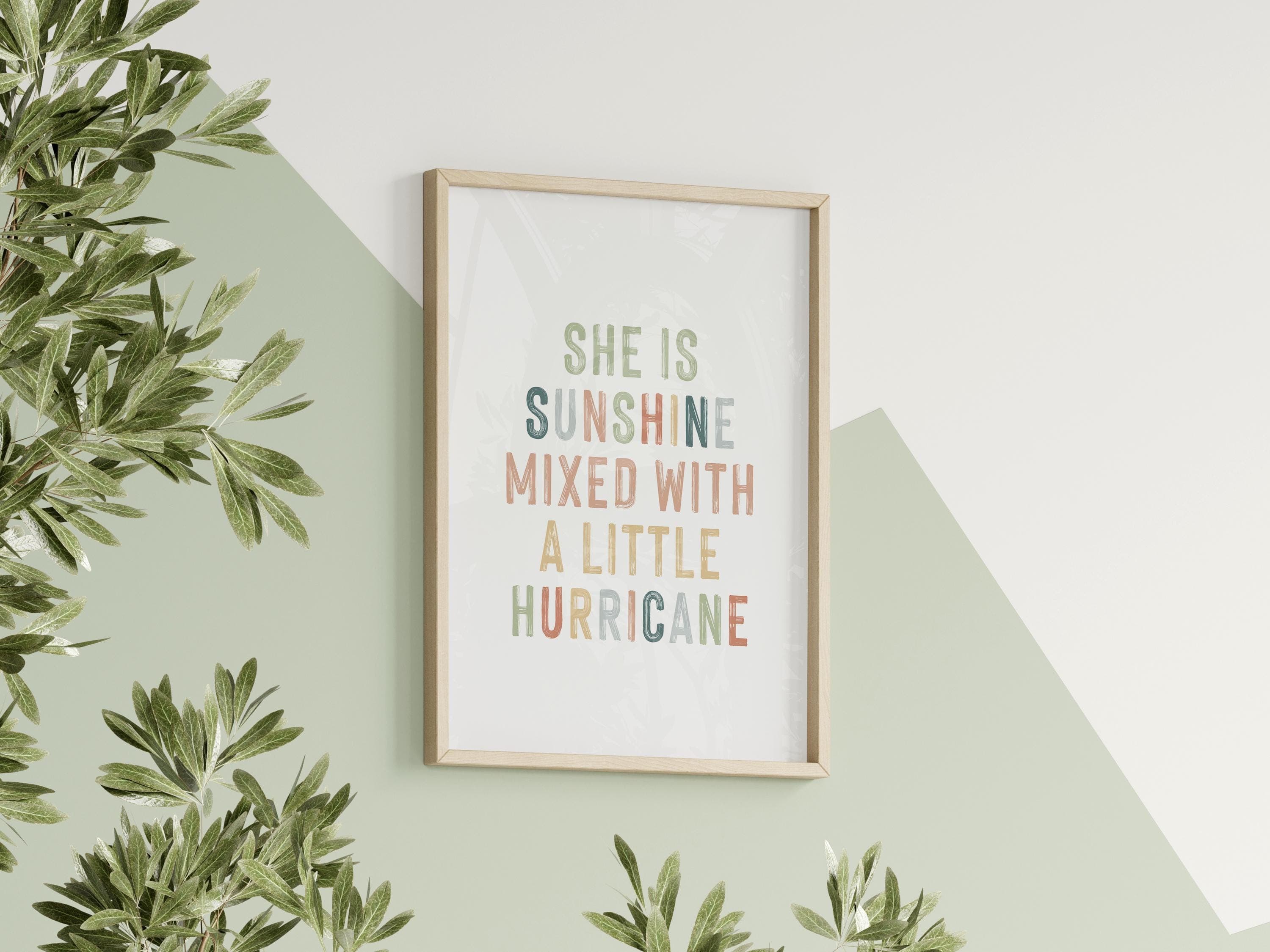 She is Sunshine & Hurricane Typography Poster Motivational Decor Inspirational Wall Art - image 3
