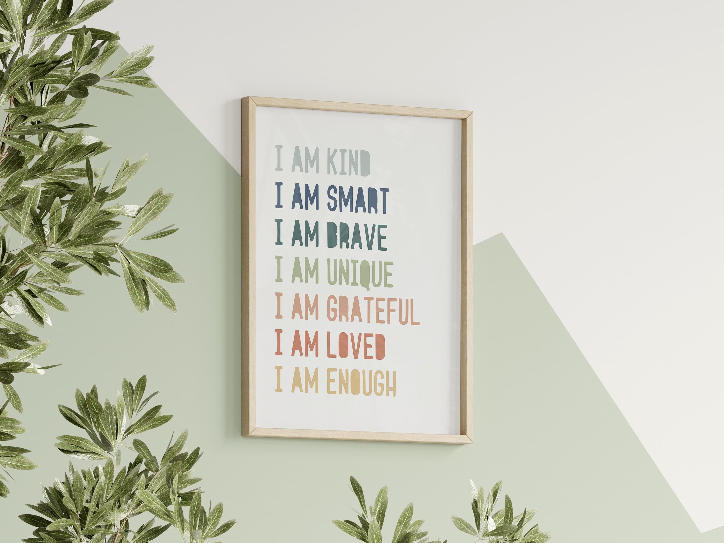 Positive Affirmations for Kids Boho Classroom decor Personalized I Am Affirmations Playroom Wall Decor - image 4