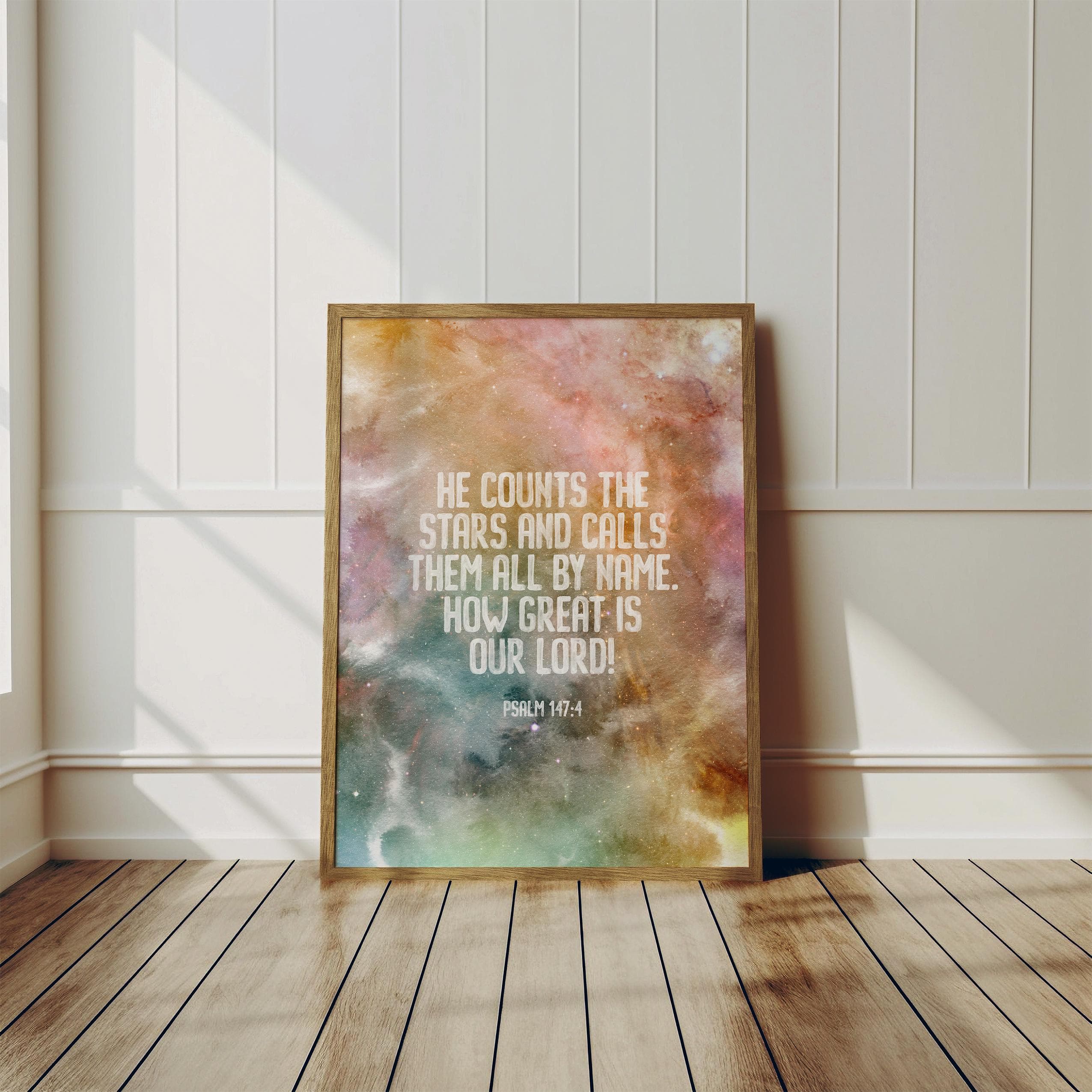 Psalm 147 4 Kids Room Printable Wall Art Bible Verse Space Nursery Decor Girls Bedroom Decor Toddler Room Decor RAINBOW Sky - image 3