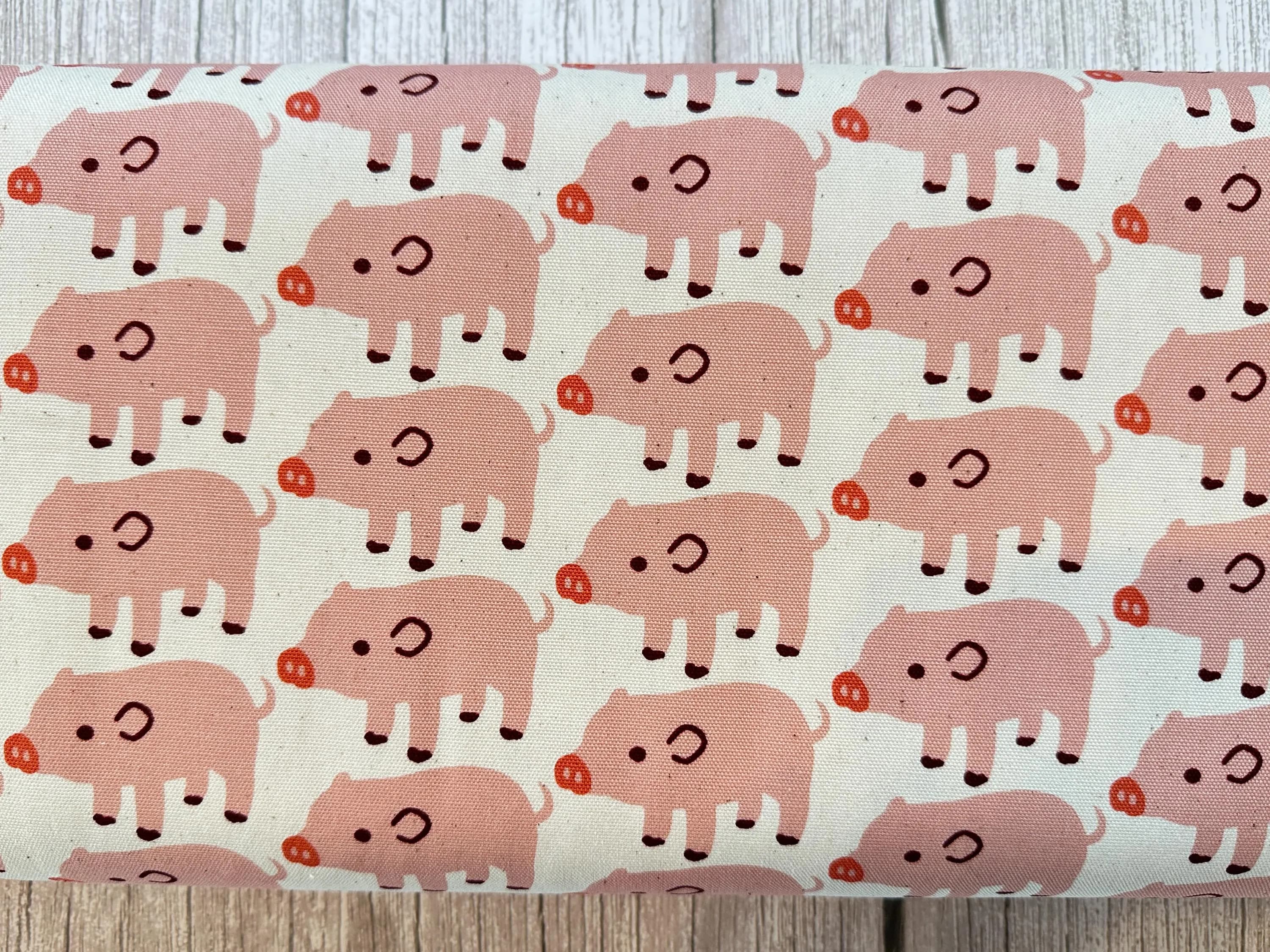 Booboo Pig! - by Sevenberry, Japanese 100% Oxford Cotton, Pig Fabric, By the Metre, Half Metre, Fat Quarter - image 3