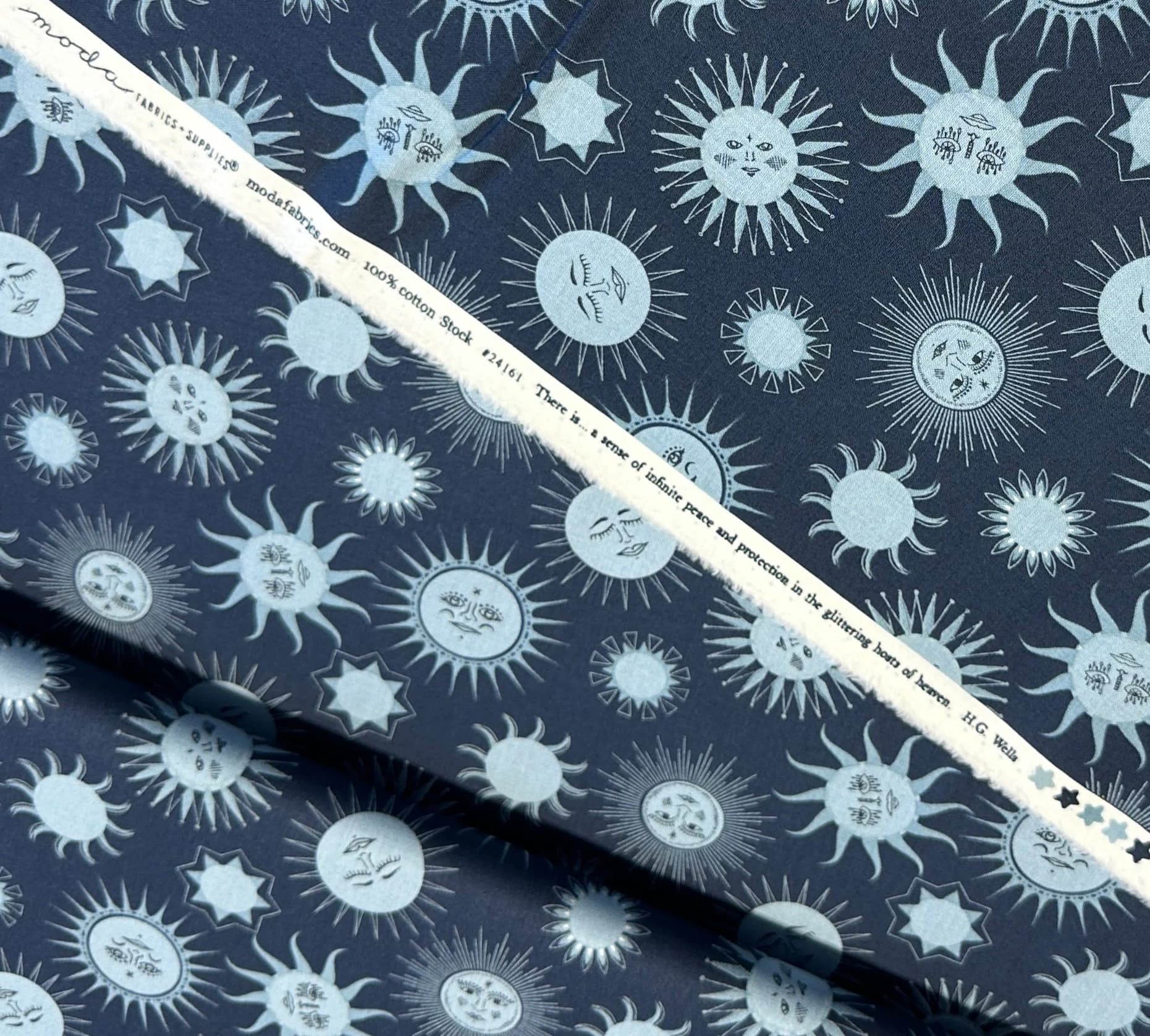 Starry Sky by April Rosenthal for Moda, 100% Cotton Fabric, Sun, Moon, Stars, By the Metre, Half Metre, Fat Quarter - image 4