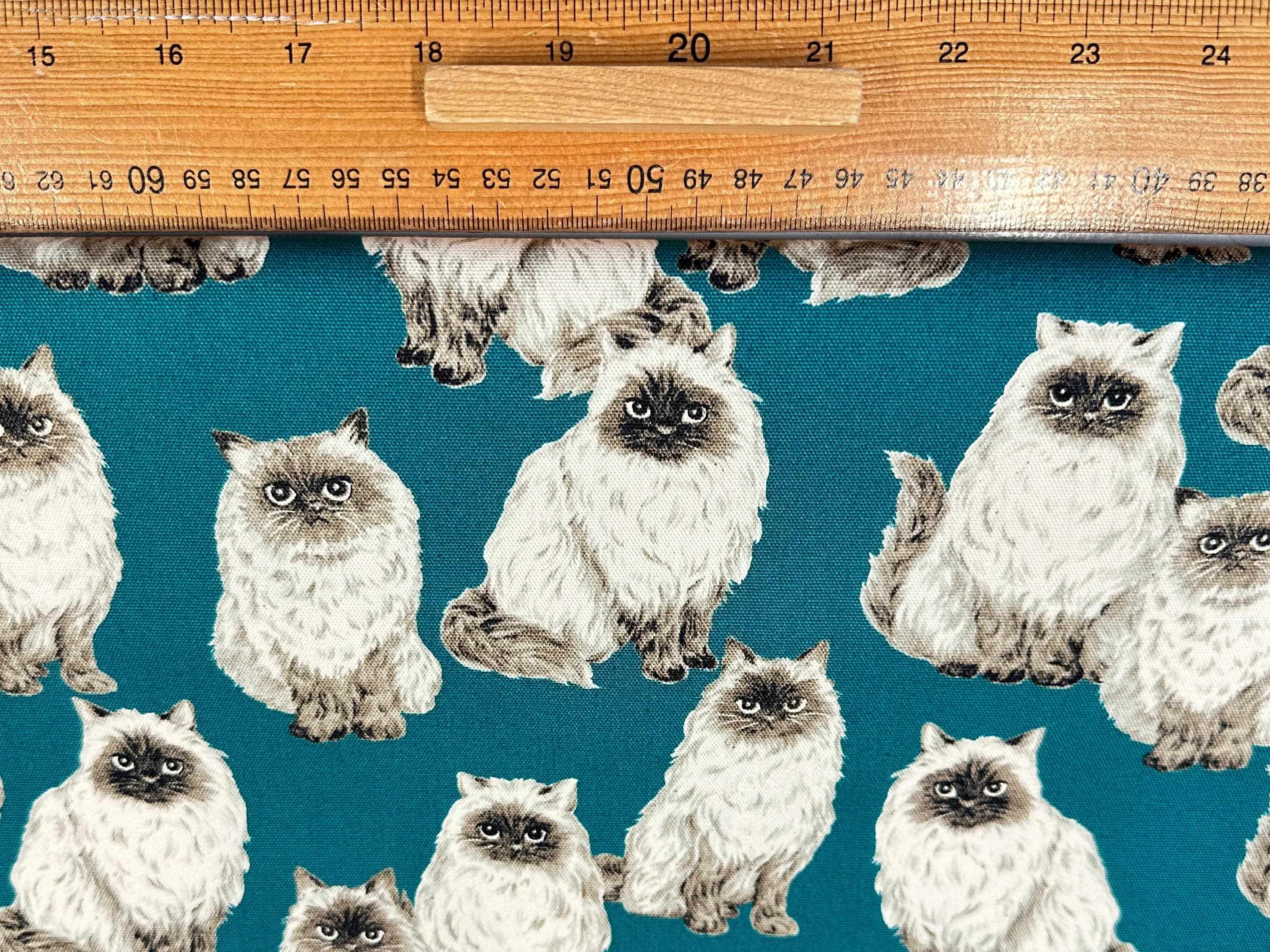 Animal Friends Cat Fabric - Teal - by Sevenberry, Japanese 100% Oxford Cotton, Cat Fabric, By the Metre, Half Metre, Fat Quarter - image 5