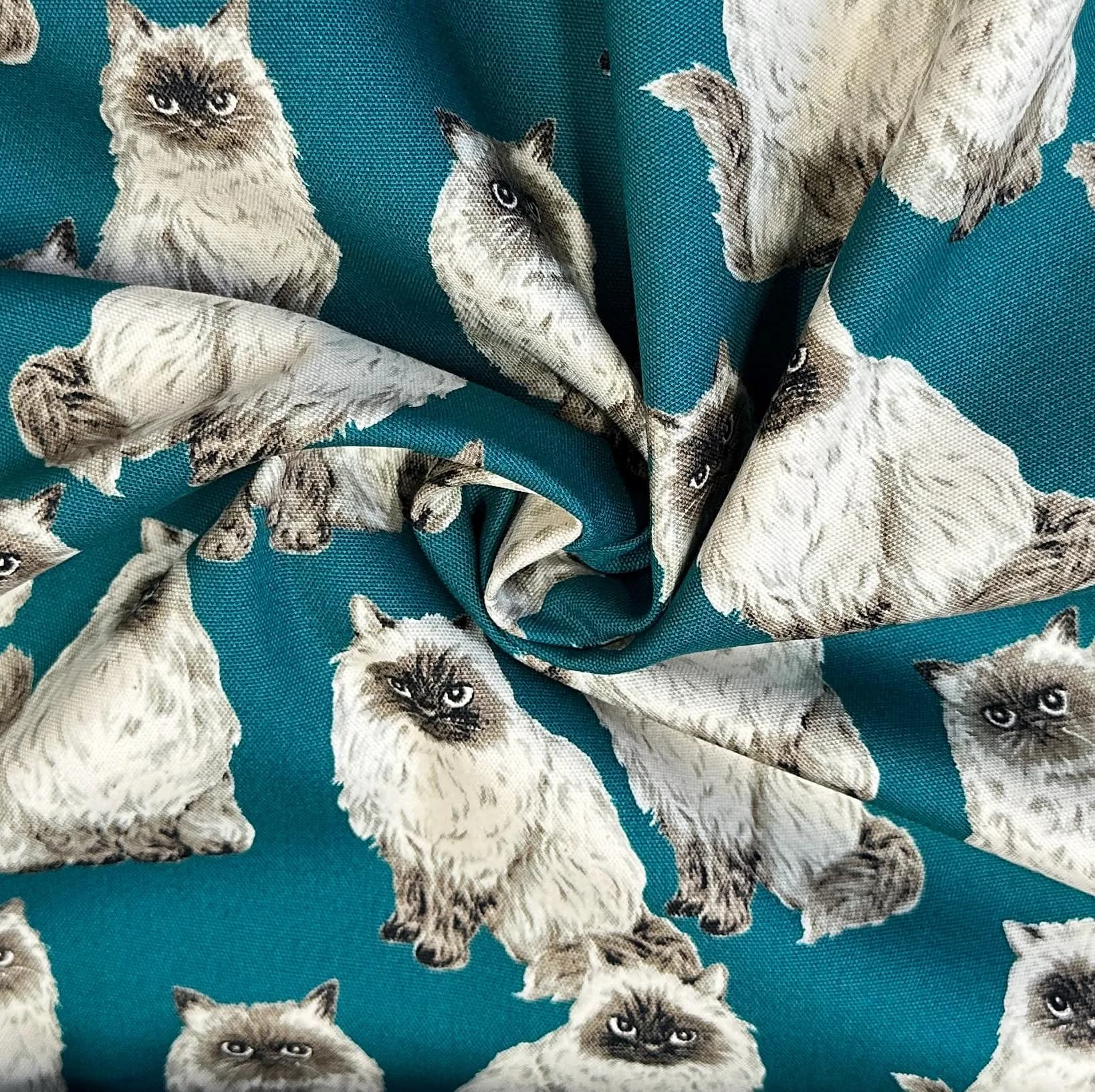 Animal Friends Cat Fabric - Teal - by Sevenberry, Japanese 100% Oxford Cotton, Cat Fabric, By the Metre, Half Metre, Fat Quarter - image 4